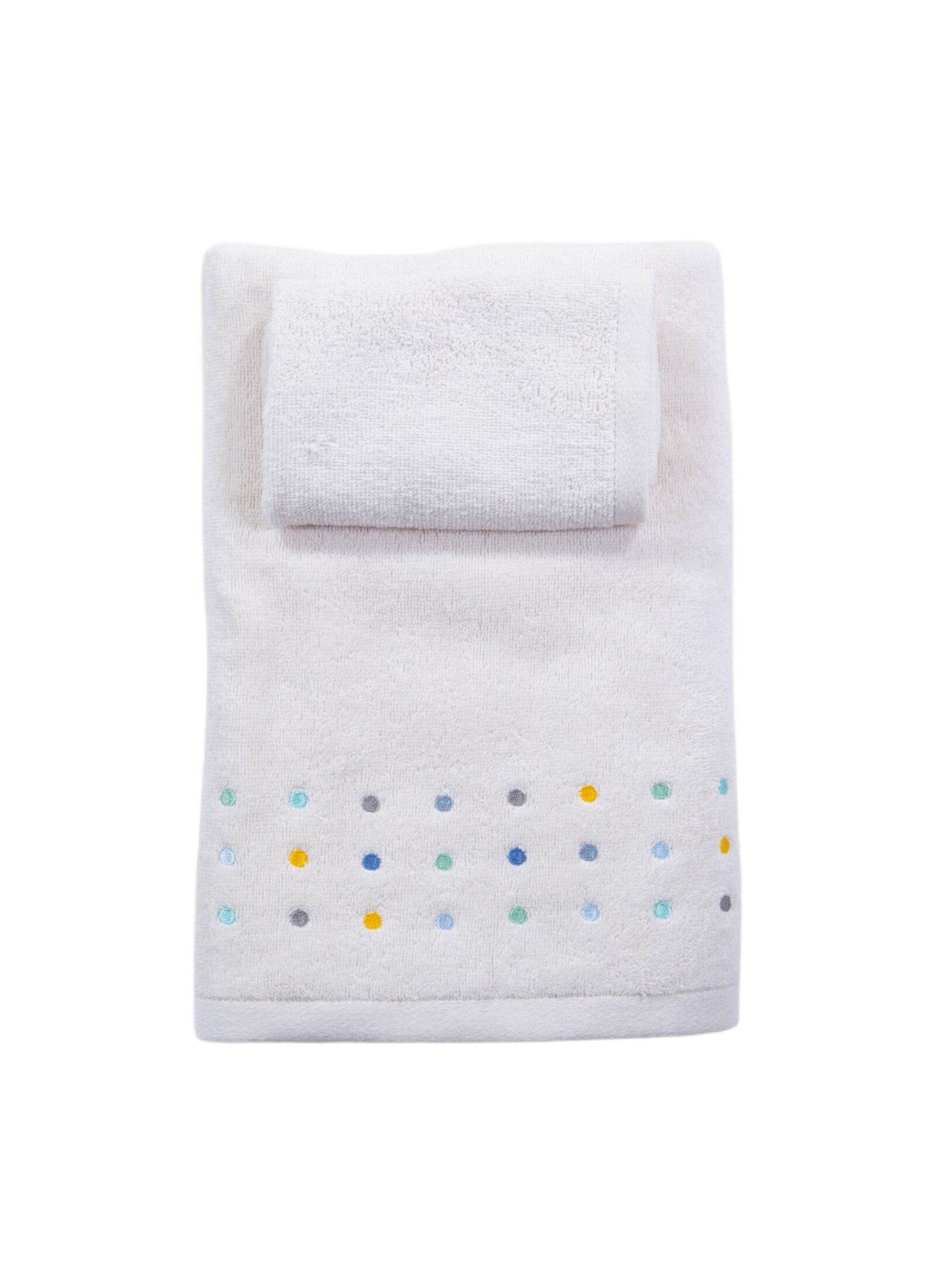 TOWEL SET (2PCS) DOTS ECRU BLUE