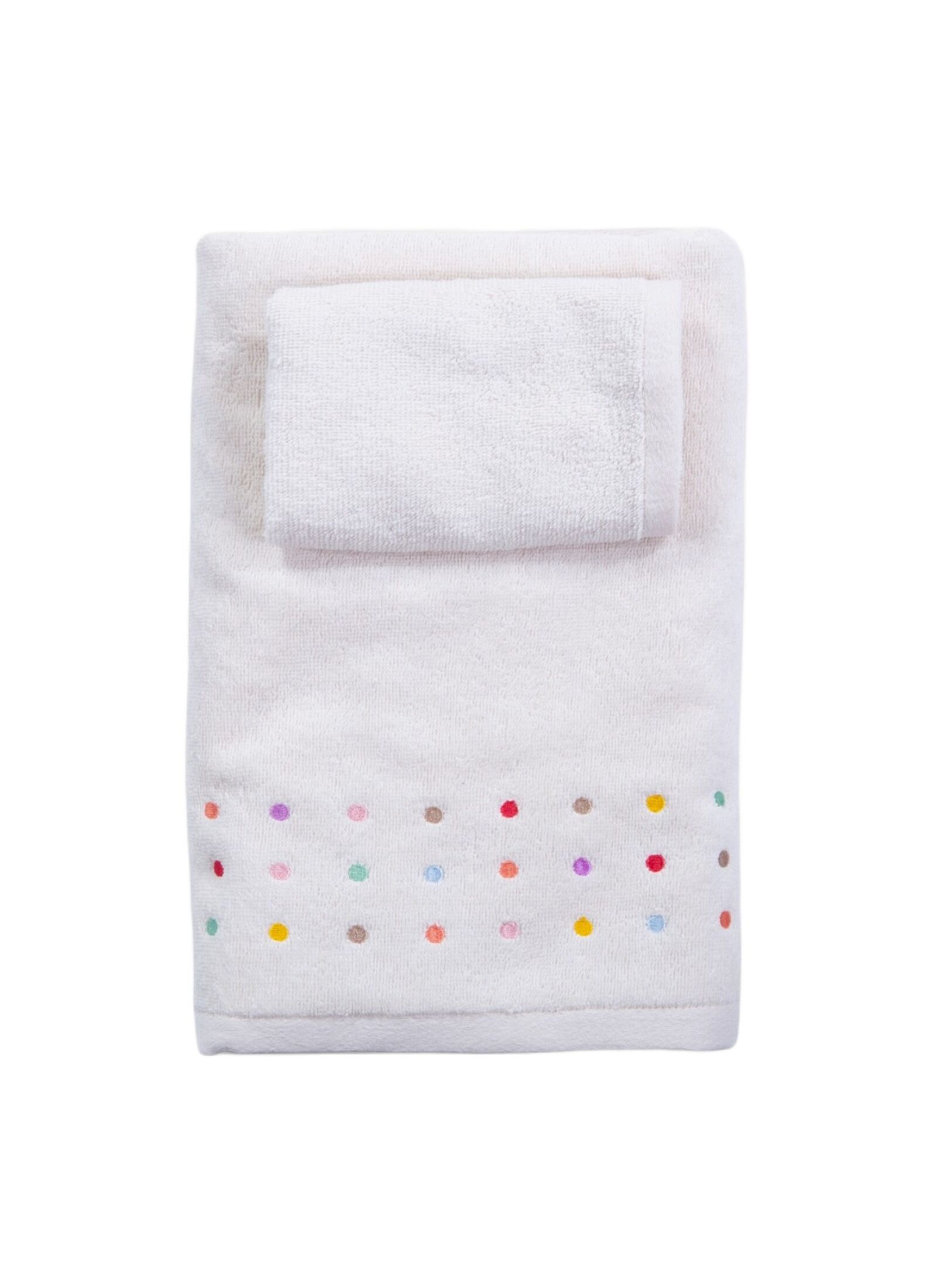 TOWEL SET (2PCS) DOTS ECRU PINK
