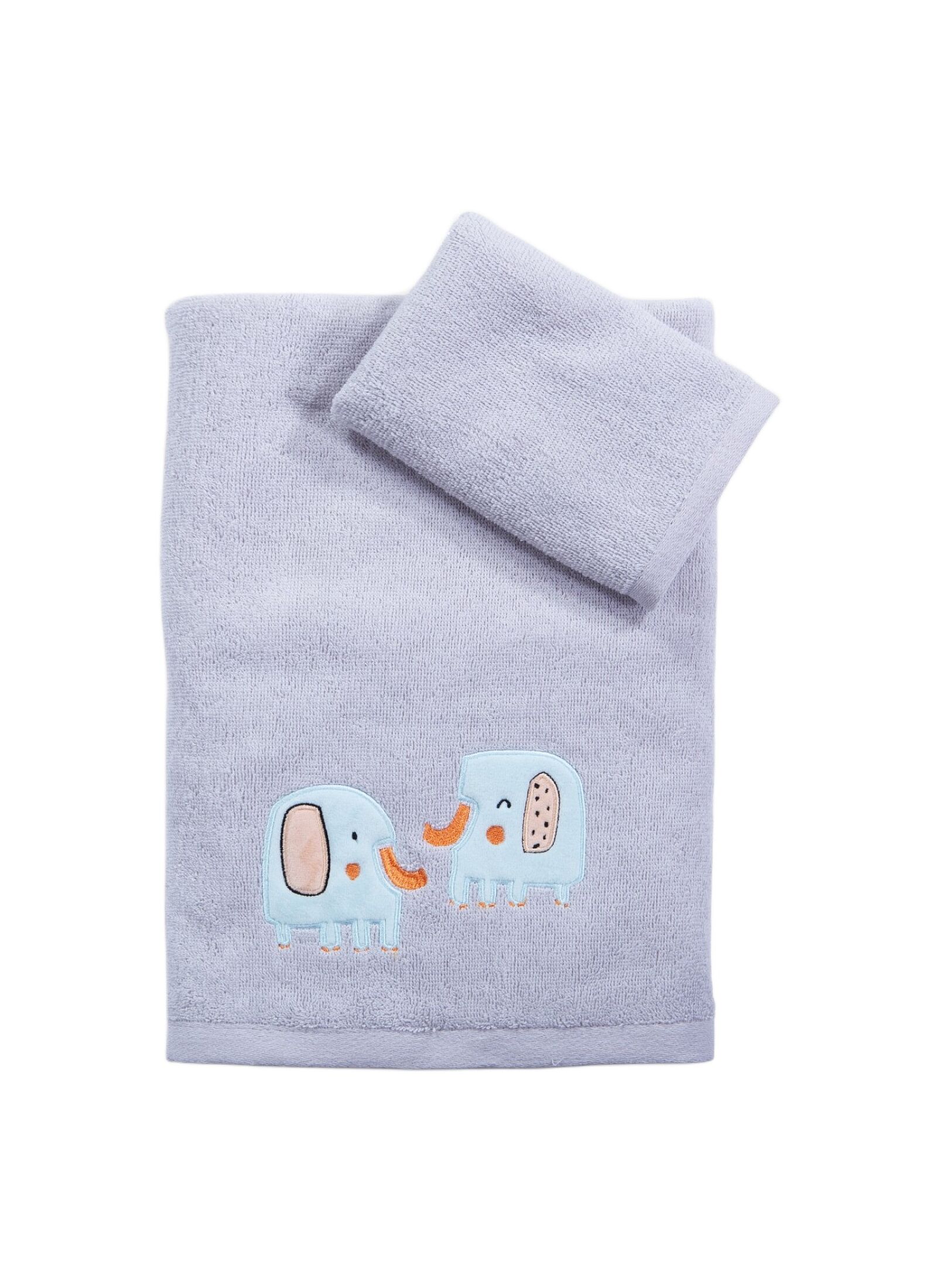 TOWEL SET (2PCS) ELEPHANTS GREY