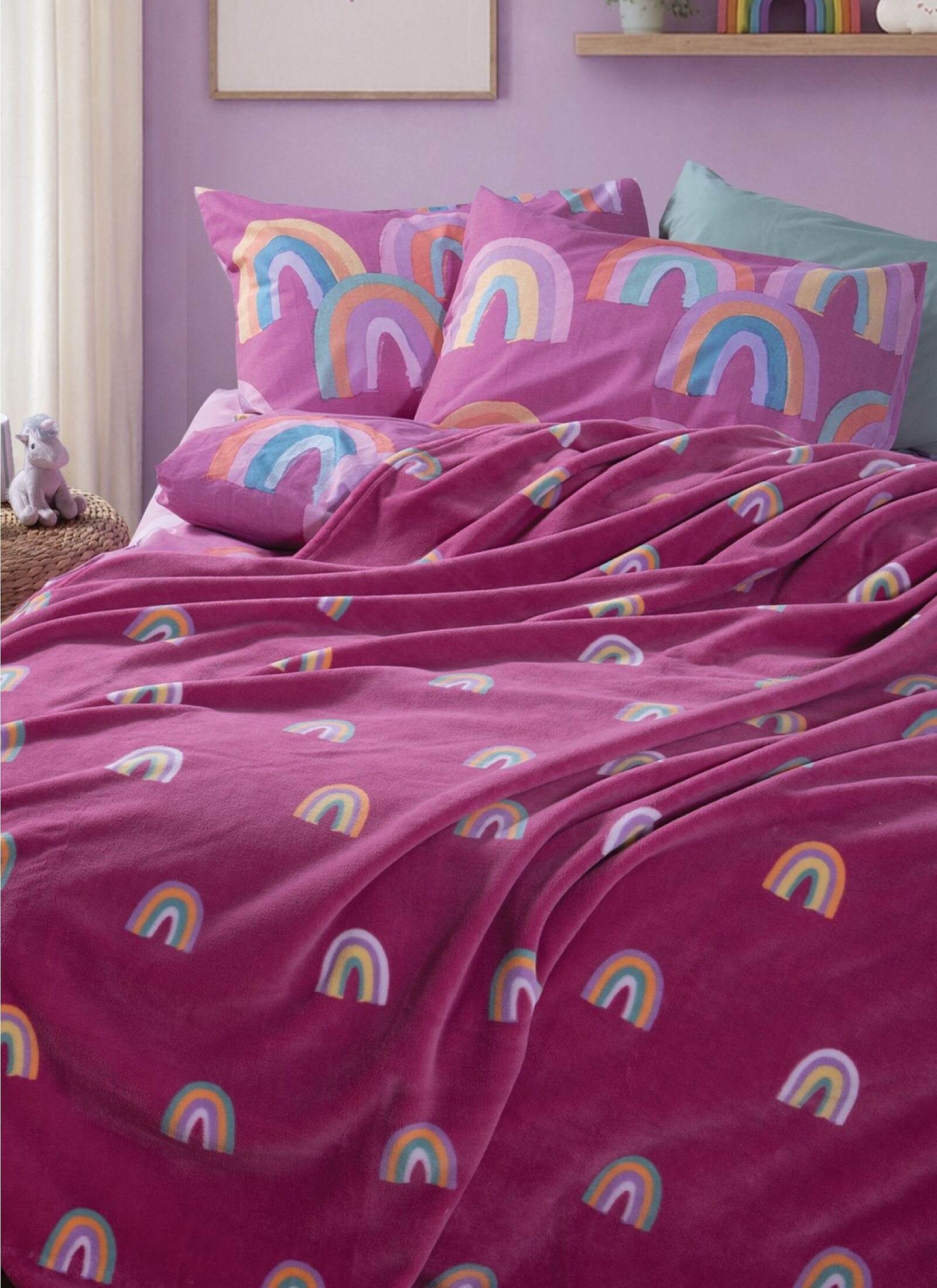 ADULT BLANKET (160X220) RAINBOW FUCHSIA