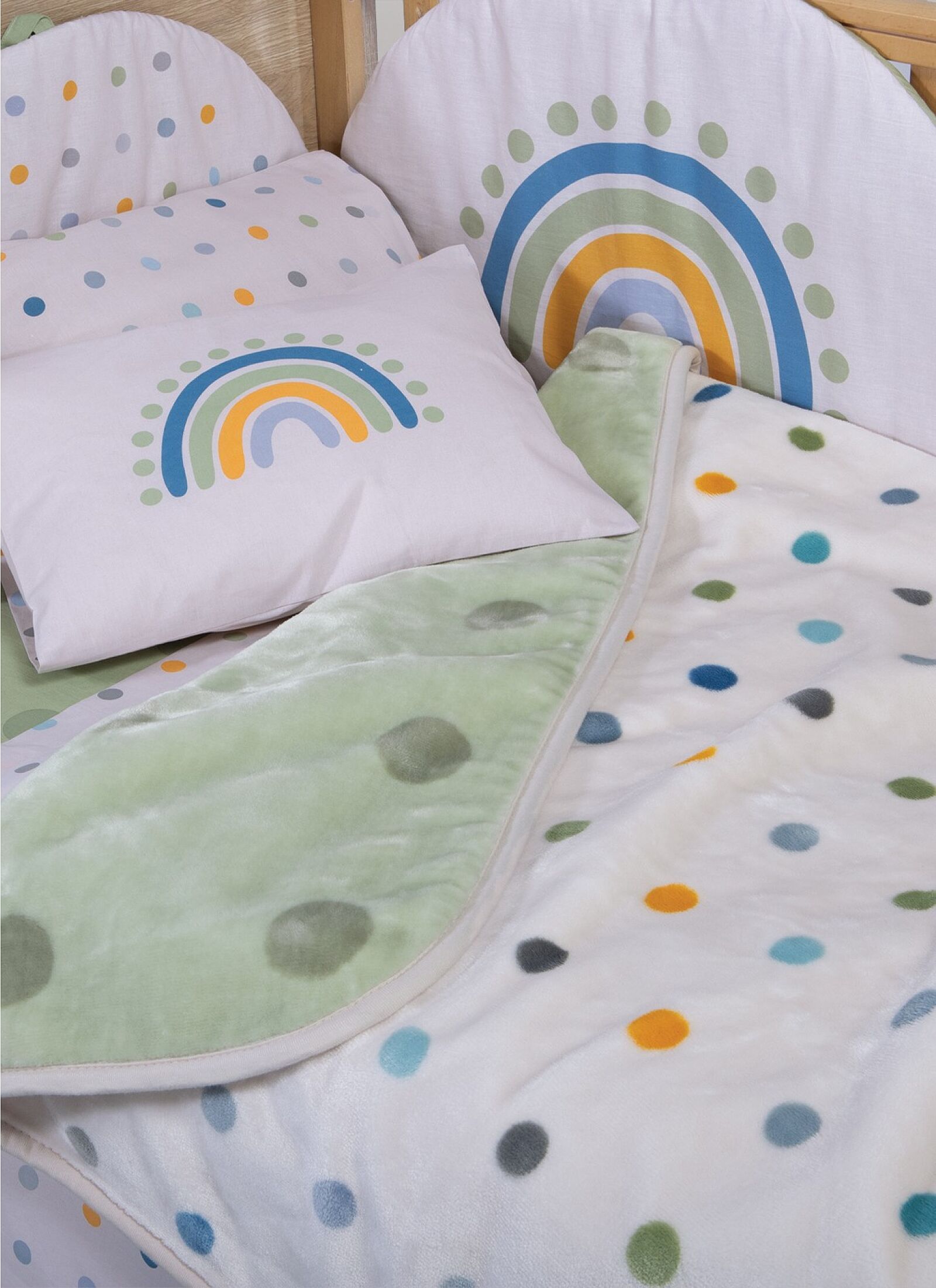 CRADDLE BLANKET (75X100) DOTS GREEN