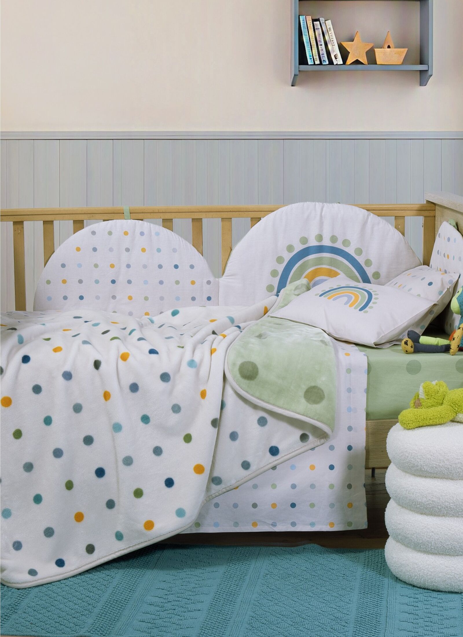 CRADDLE BLANKET (75X100) DOTS GREEN
