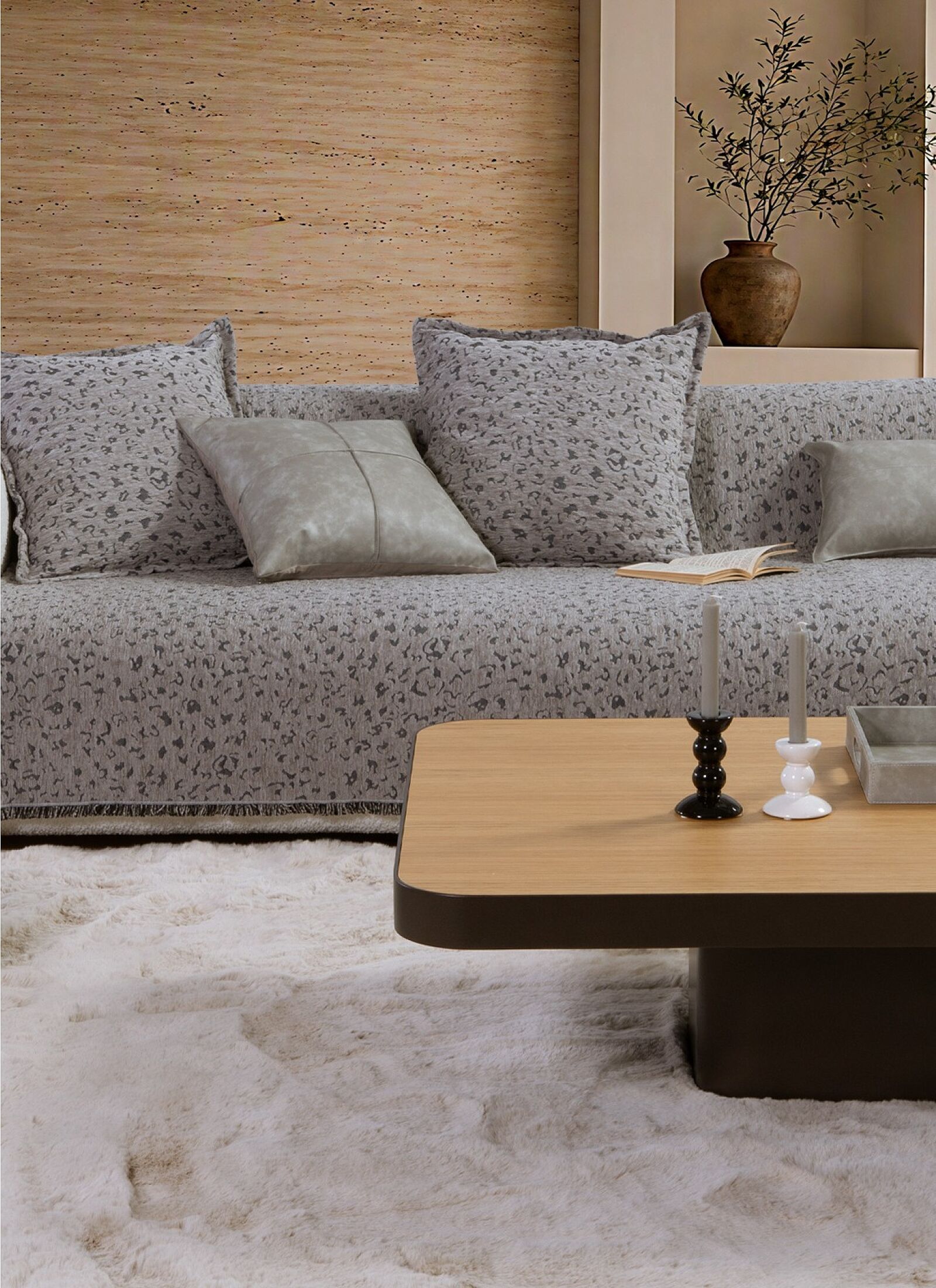 THROW LEOPARD GREY