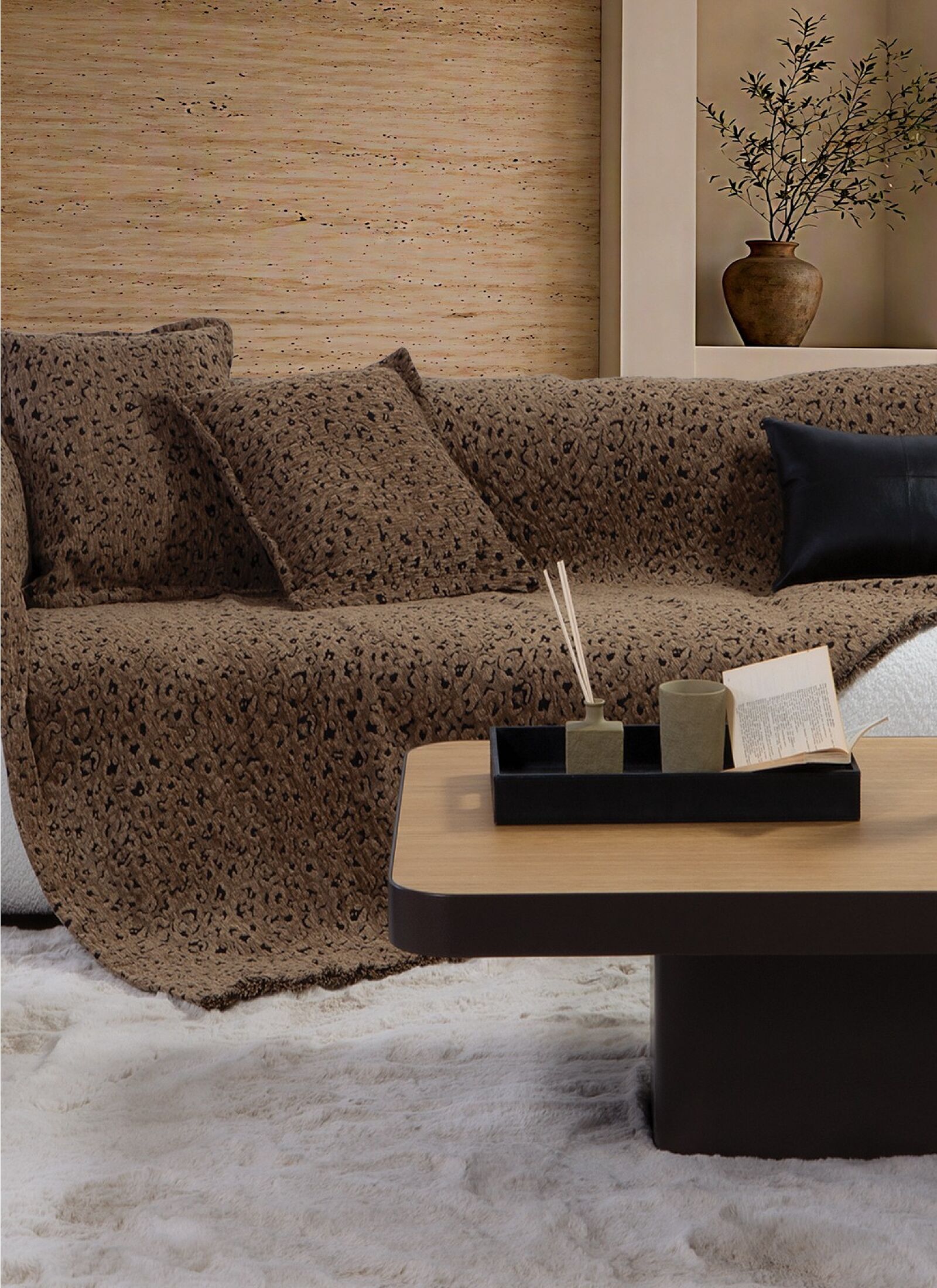 THROW LEOPARD BROWN