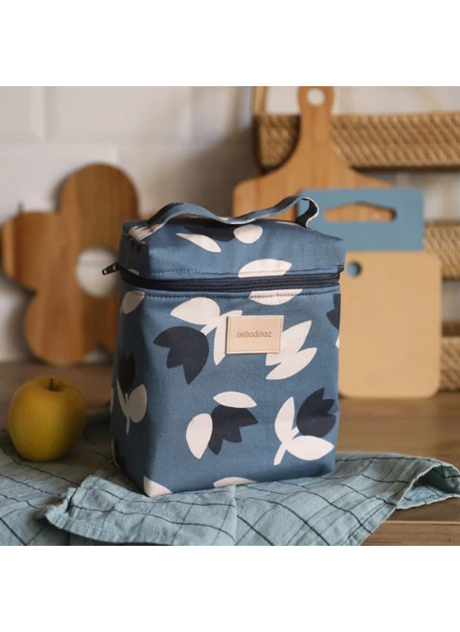 ISOTHERMAL LUNCH BAG BLUE BLACK TULIPS