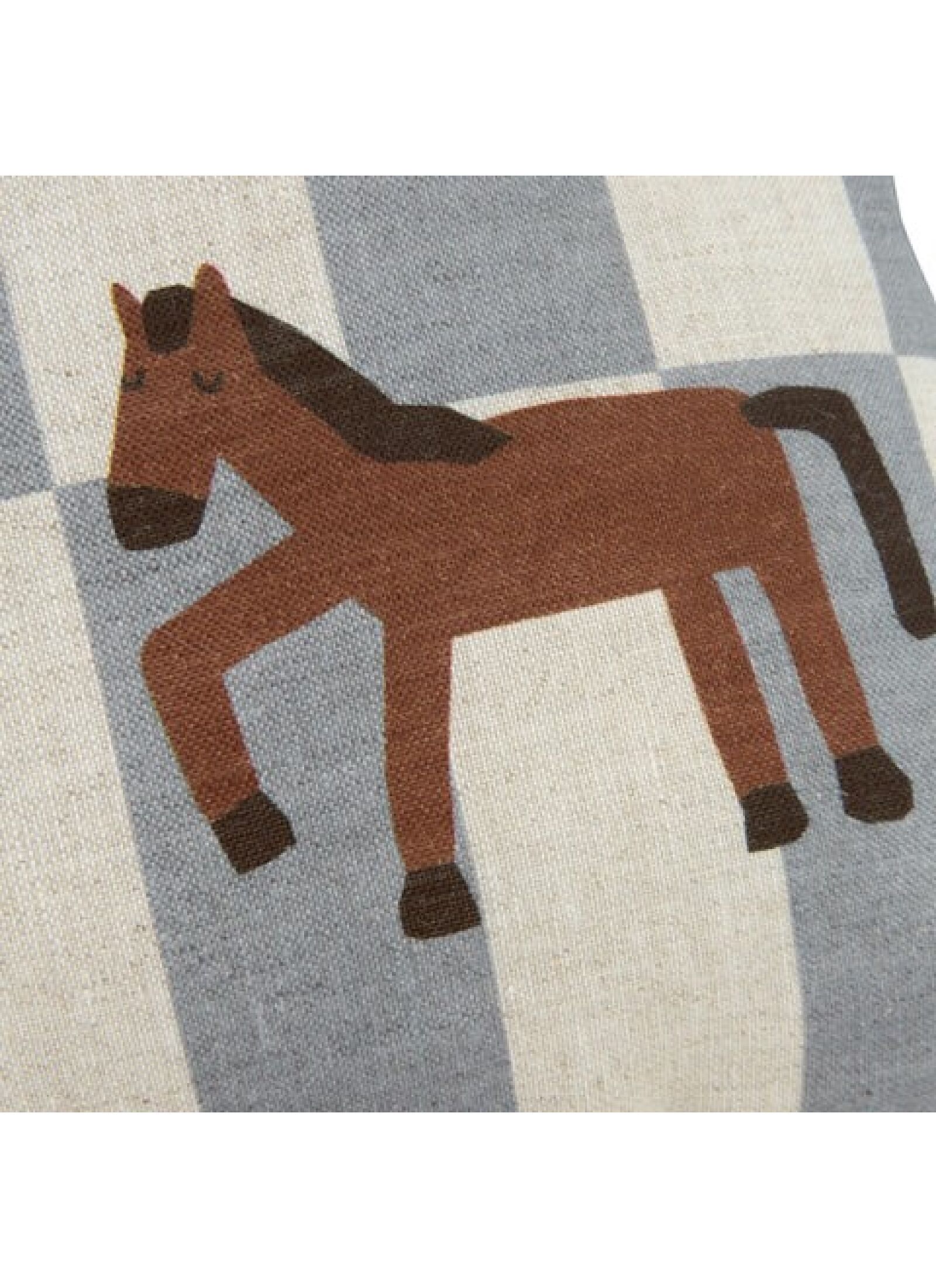 CUSHION (45X30) BLUE TILES HORSE
