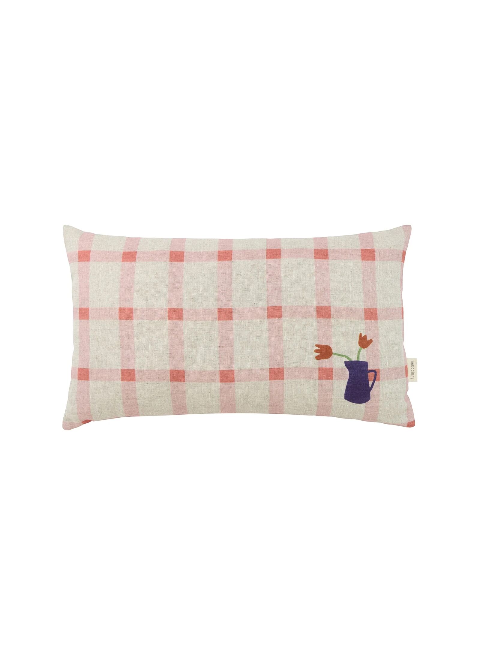 CUSHION (44X25) PINK WINDOWPANE TULIPS