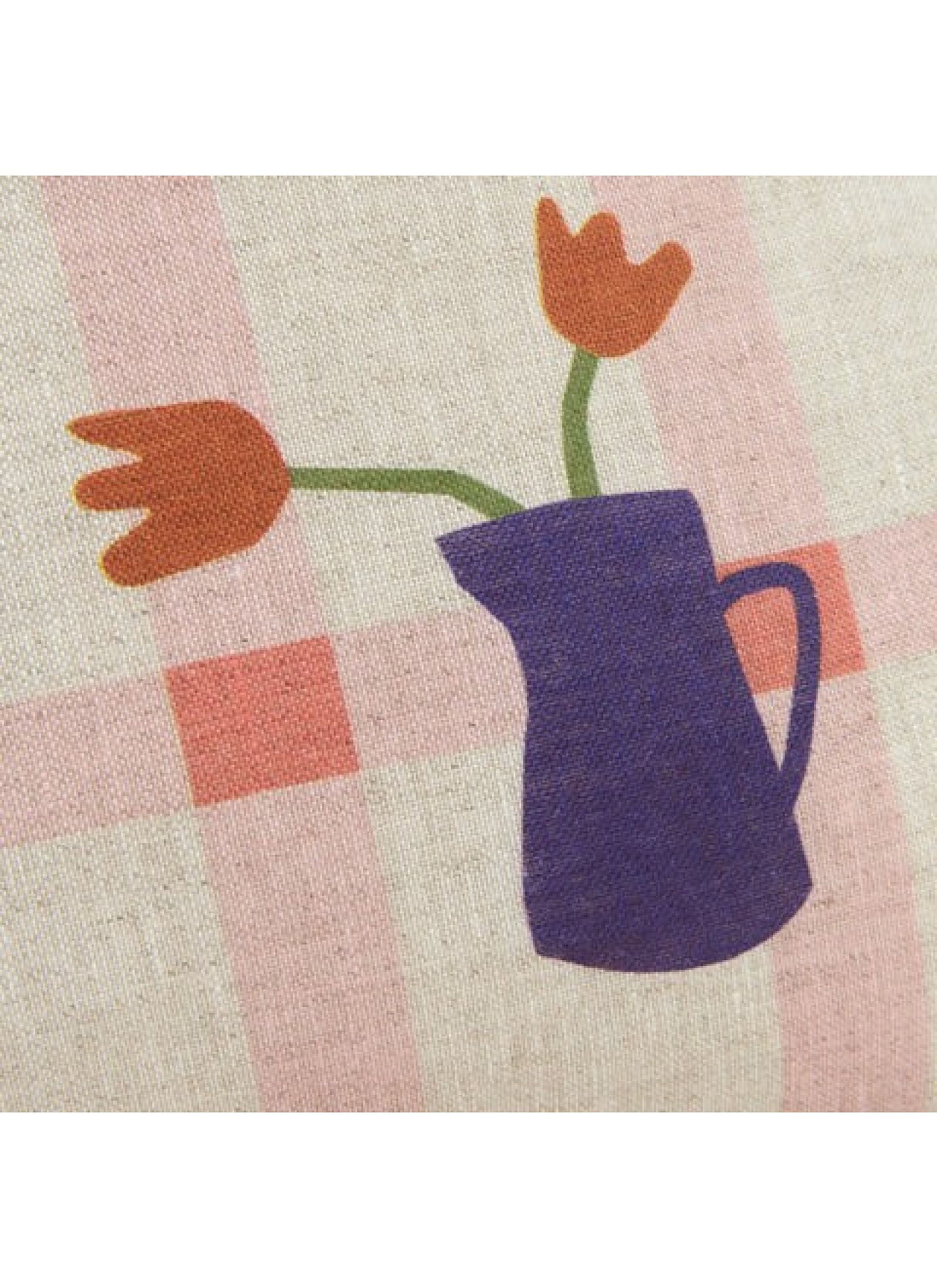 CUSHION (44X25) PINK WINDOWPANE TULIPS
