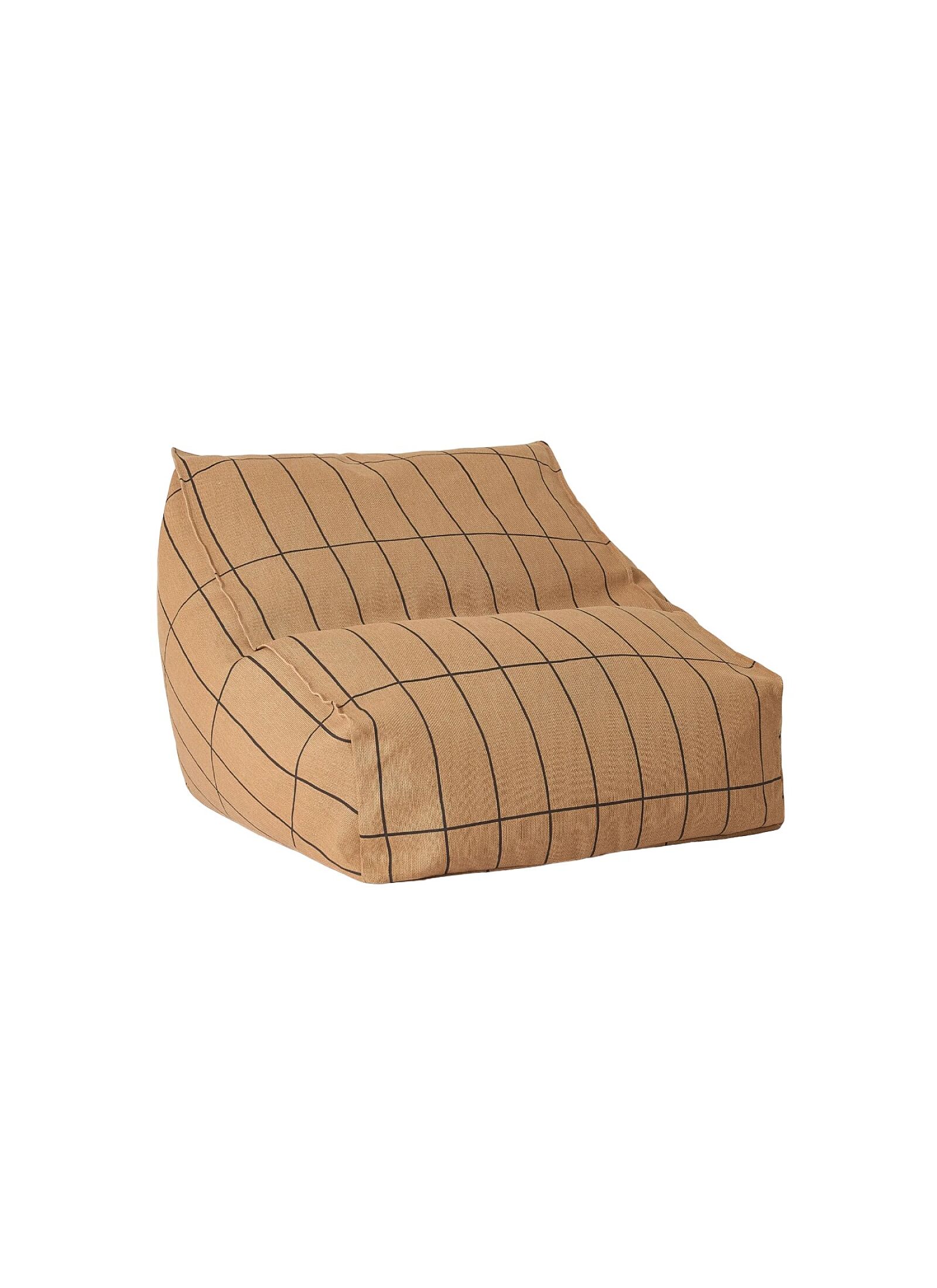 BEANBAG ARMCHAIR BROWN BLACK GRID
