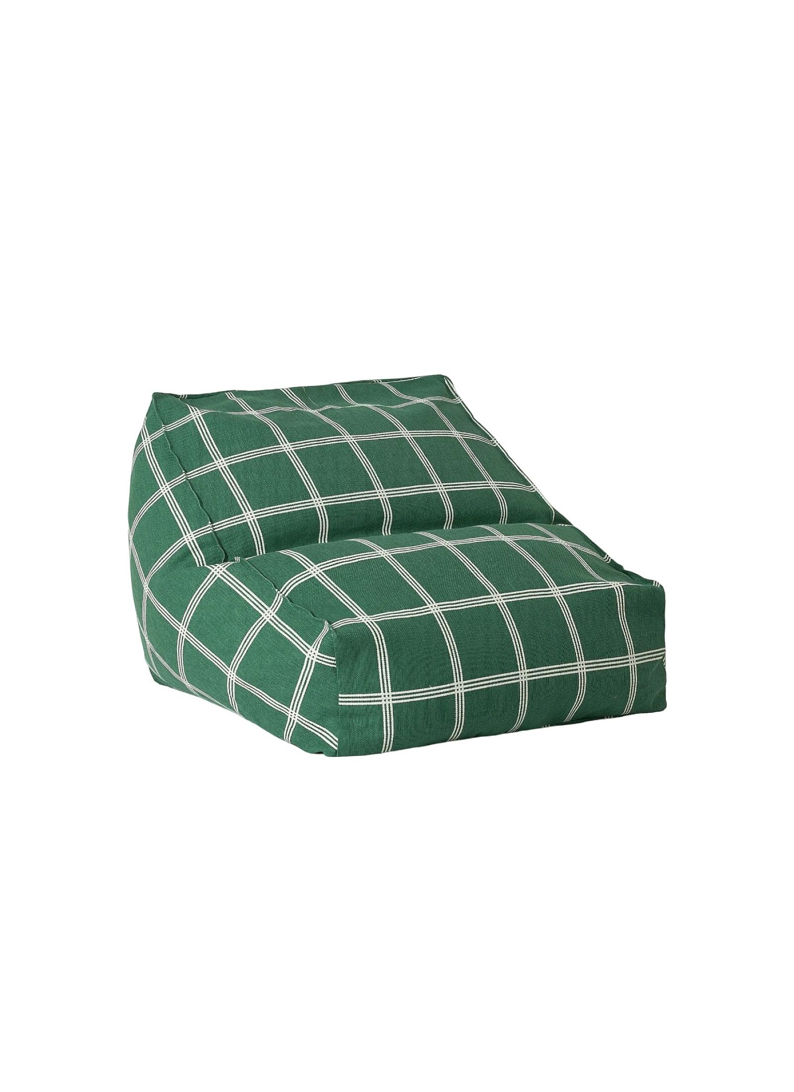 BEANBAG ARMCHAIR GREEN WHITE WINDOWPANE