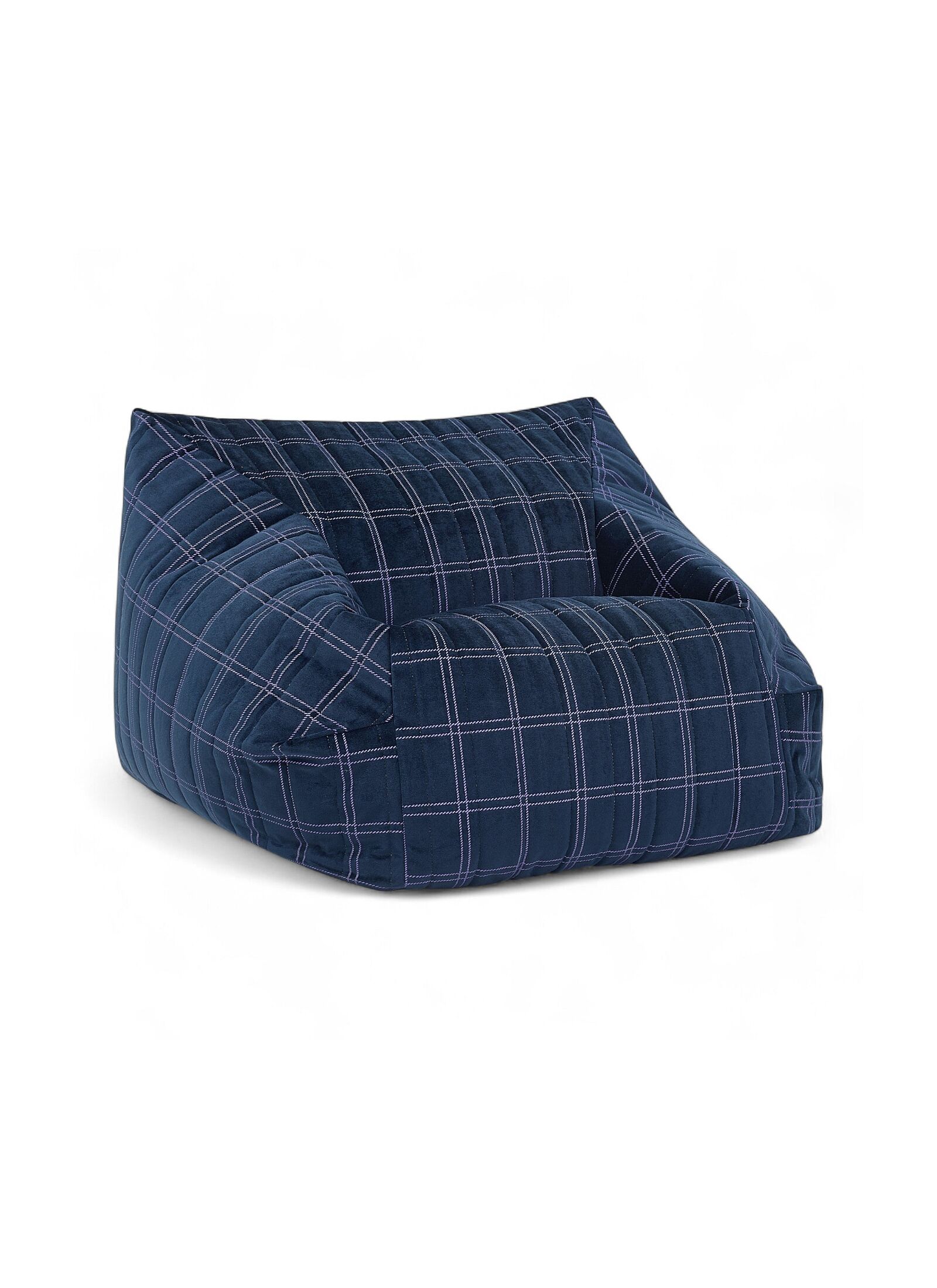 BEANBAG ARMCHAIR WINDOWPANE CHELSEA NIGHT BLUE PURPLE