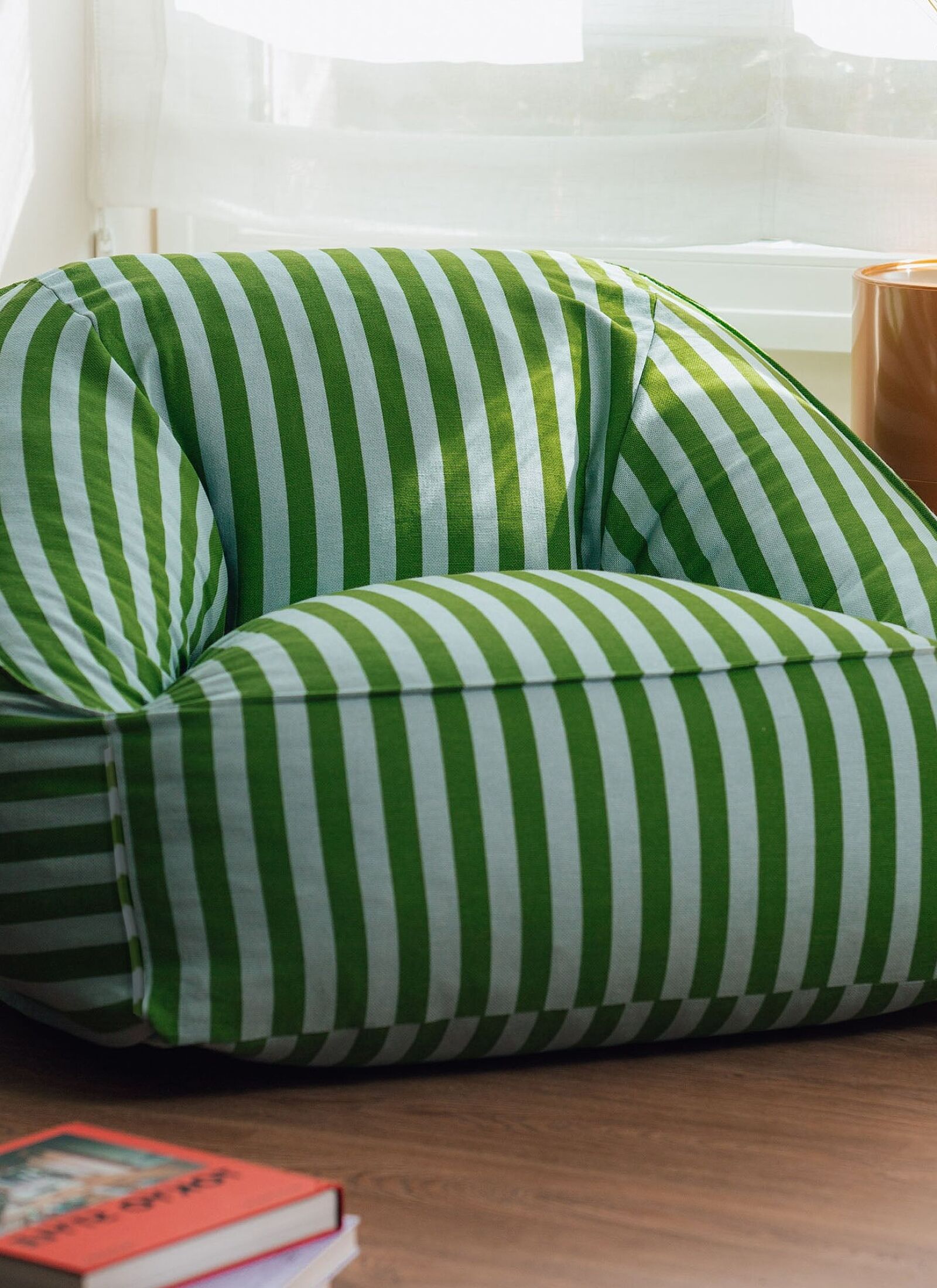 ARMCHAIR POUF FOR ADULTS BLUE RED GRID