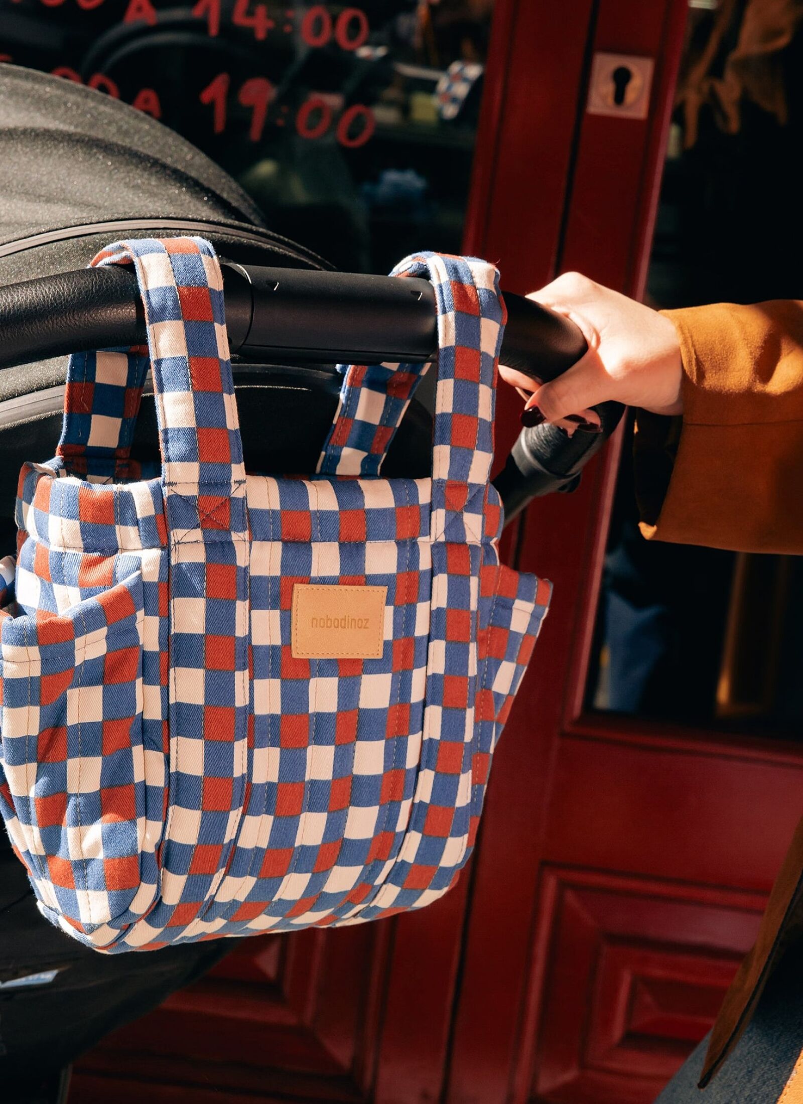 STROLLER ORGANIZER BLUE RED MOSAIC
