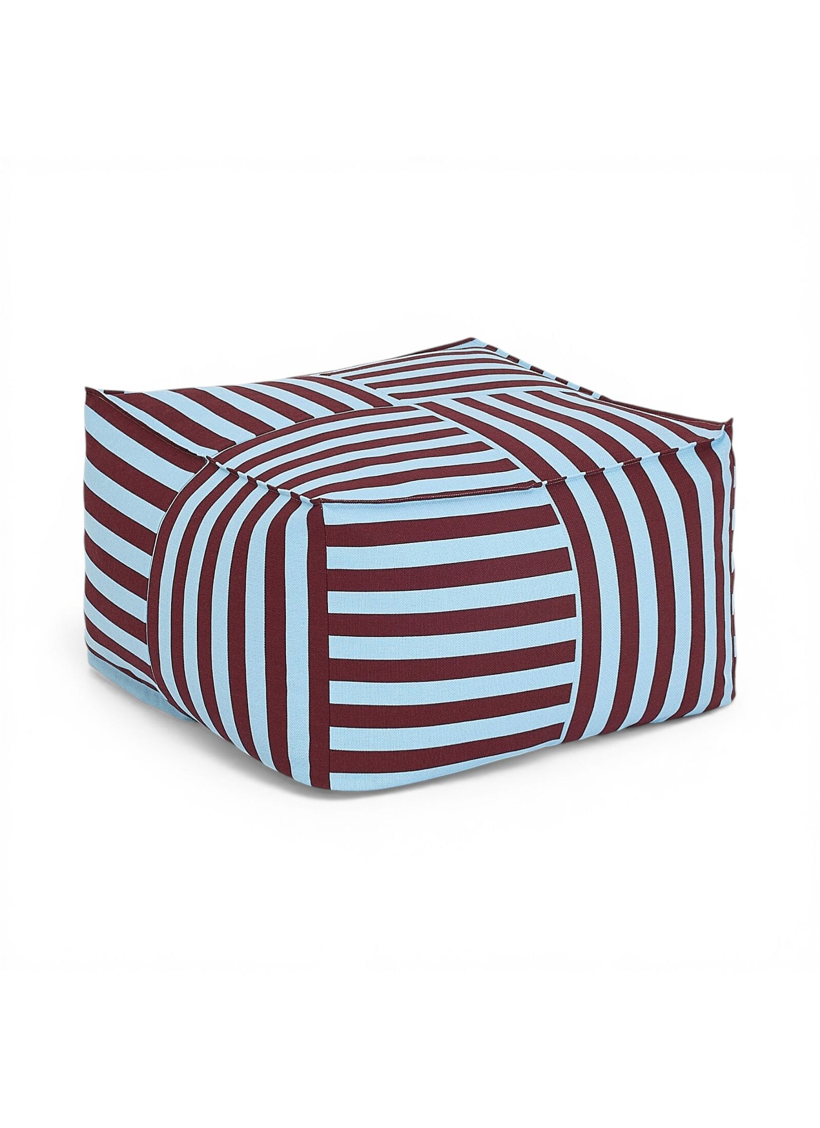 ADULT POUF BURGUNDY BLUE STRIPES