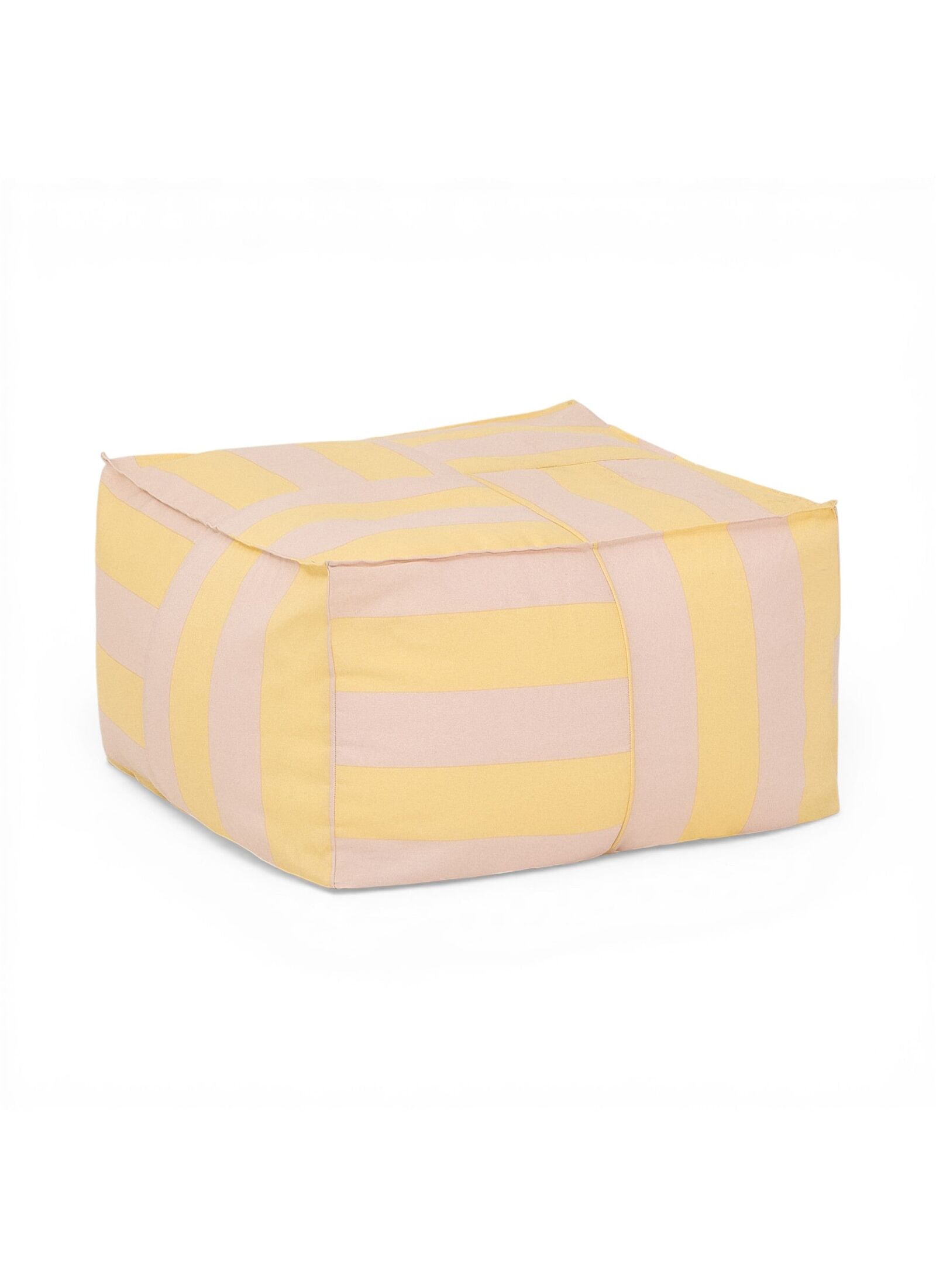ADULT OUTDOOR POUF YELLOW PINK STRIPES