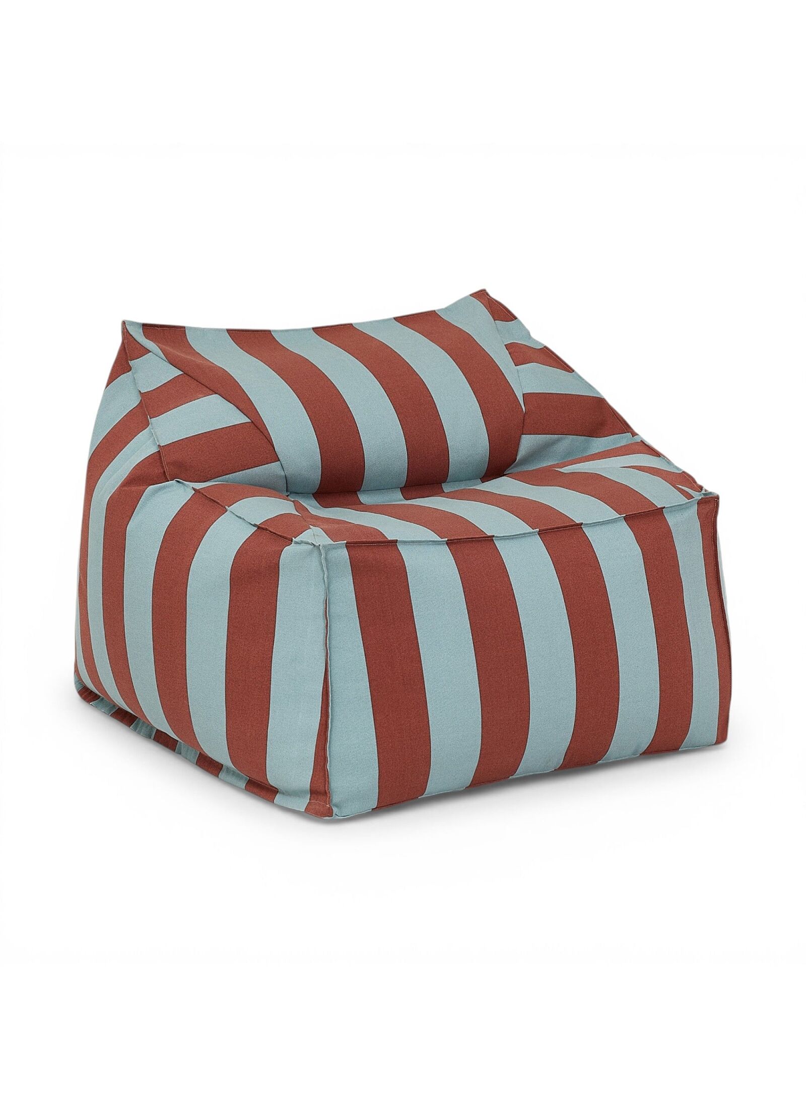 ADULTS' OUTDOOR POUF CHAIRS TOFFEE BLUE STRIPES