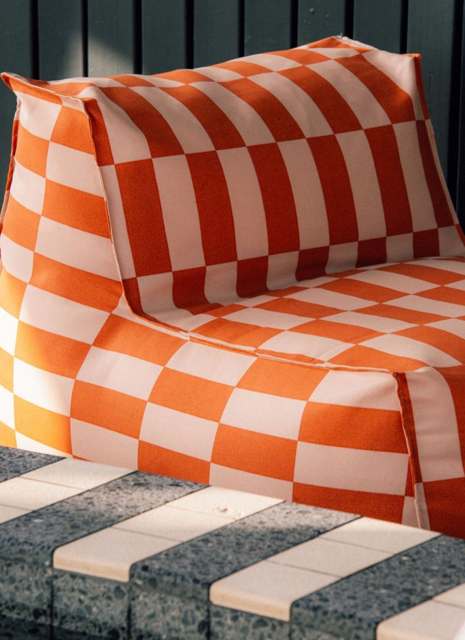 ADULTS' OUTDOOR POUF CHAIRS TANGERINE TILES