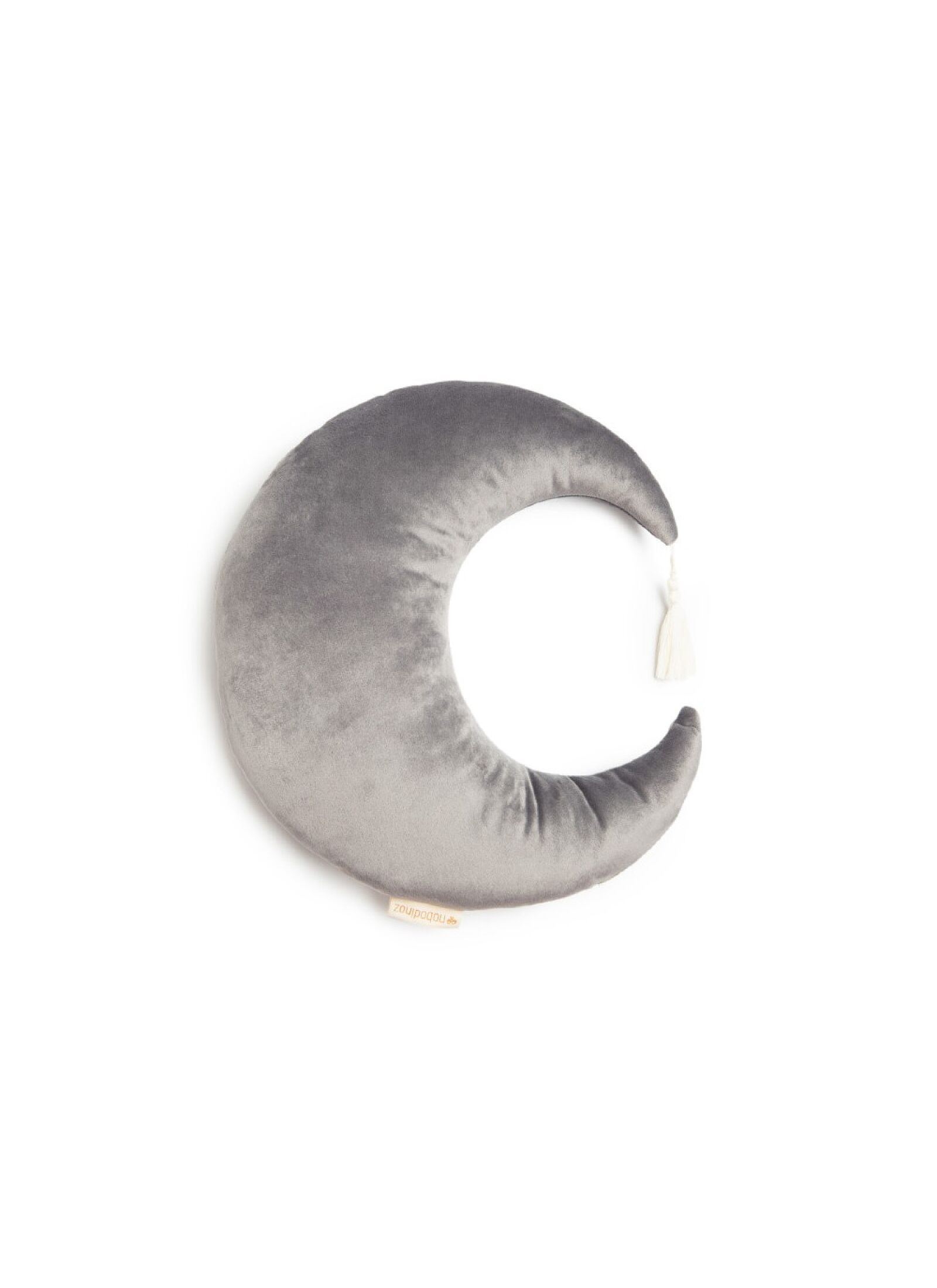 CUSHION PIERROT VELVET MOON SLATE GREY