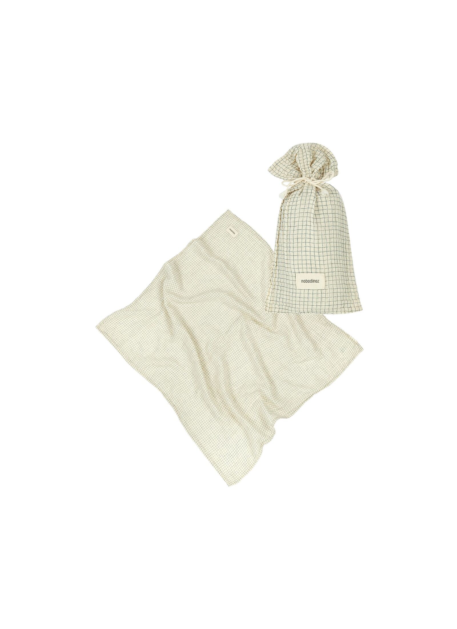 MUSLIN BLANKETWABI SABI BLUE GRID