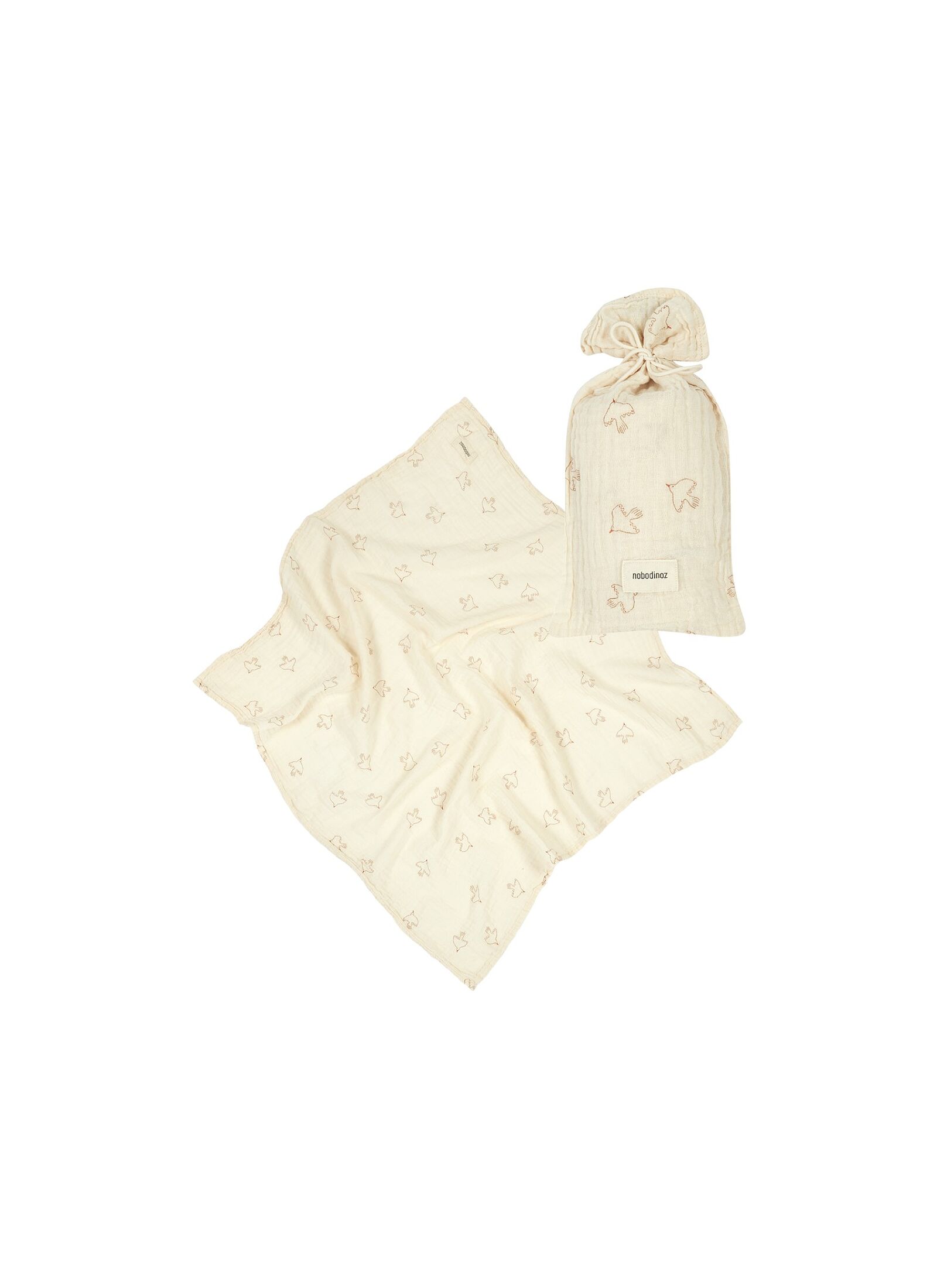 MUSLIN BLANKETWABI SABI BROWN HOSHI BIRDS
