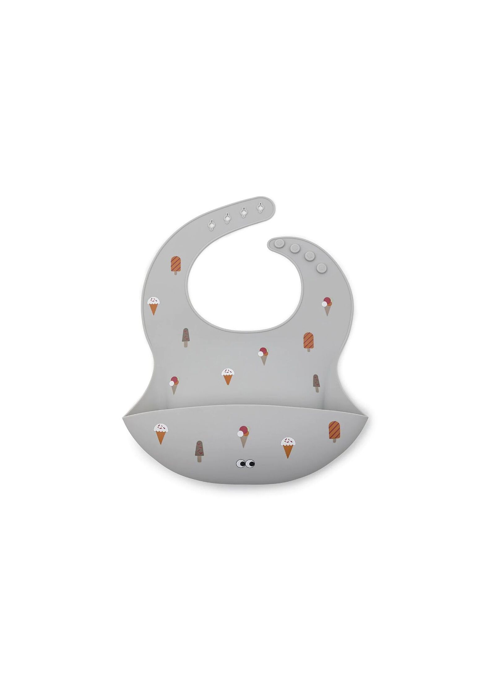 SILICONE BIB ICE CREAM GREY