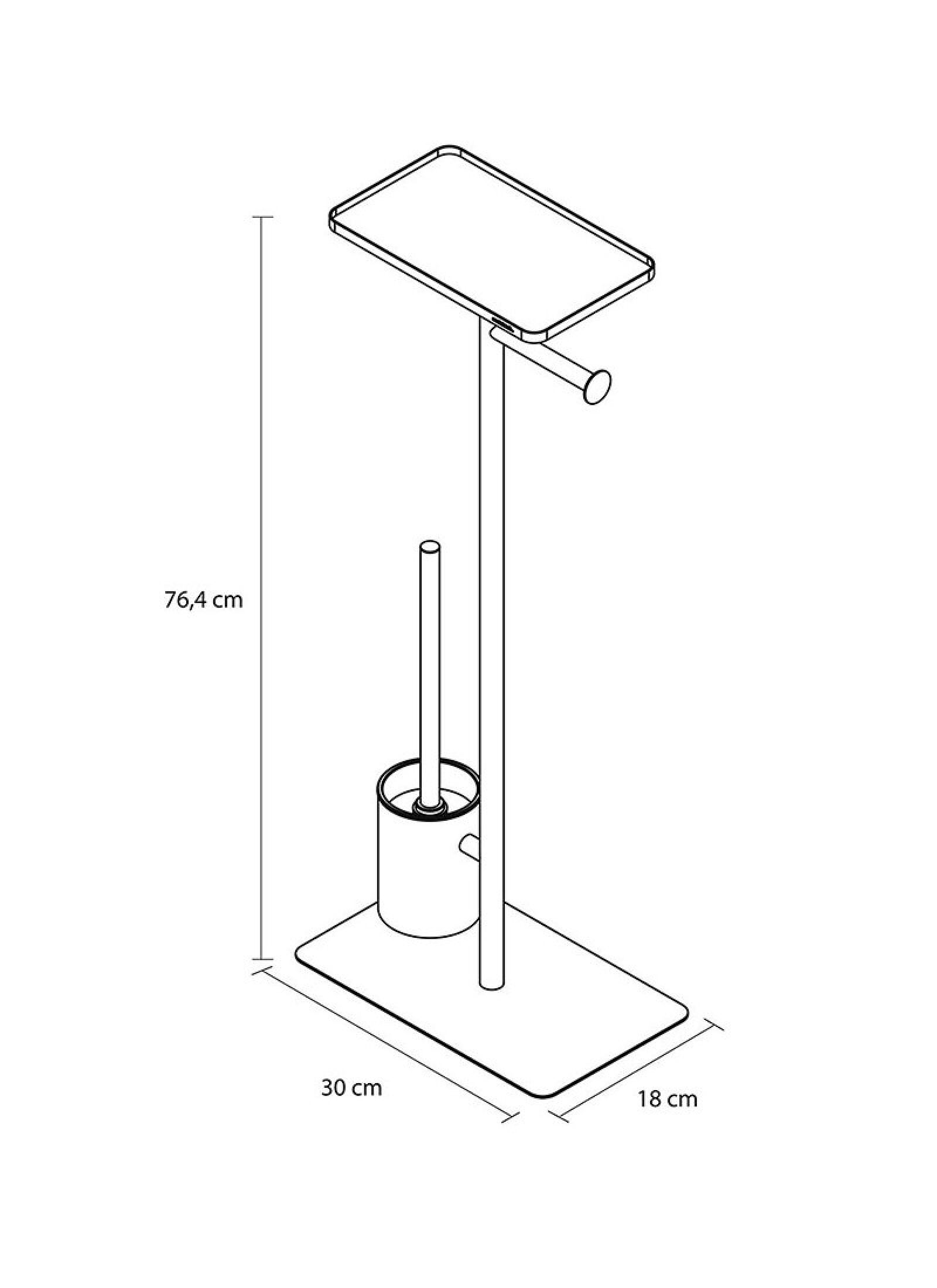 TOILET PAPER STAND &AMP; PEGAL WITH SHELF BRIX BLACK