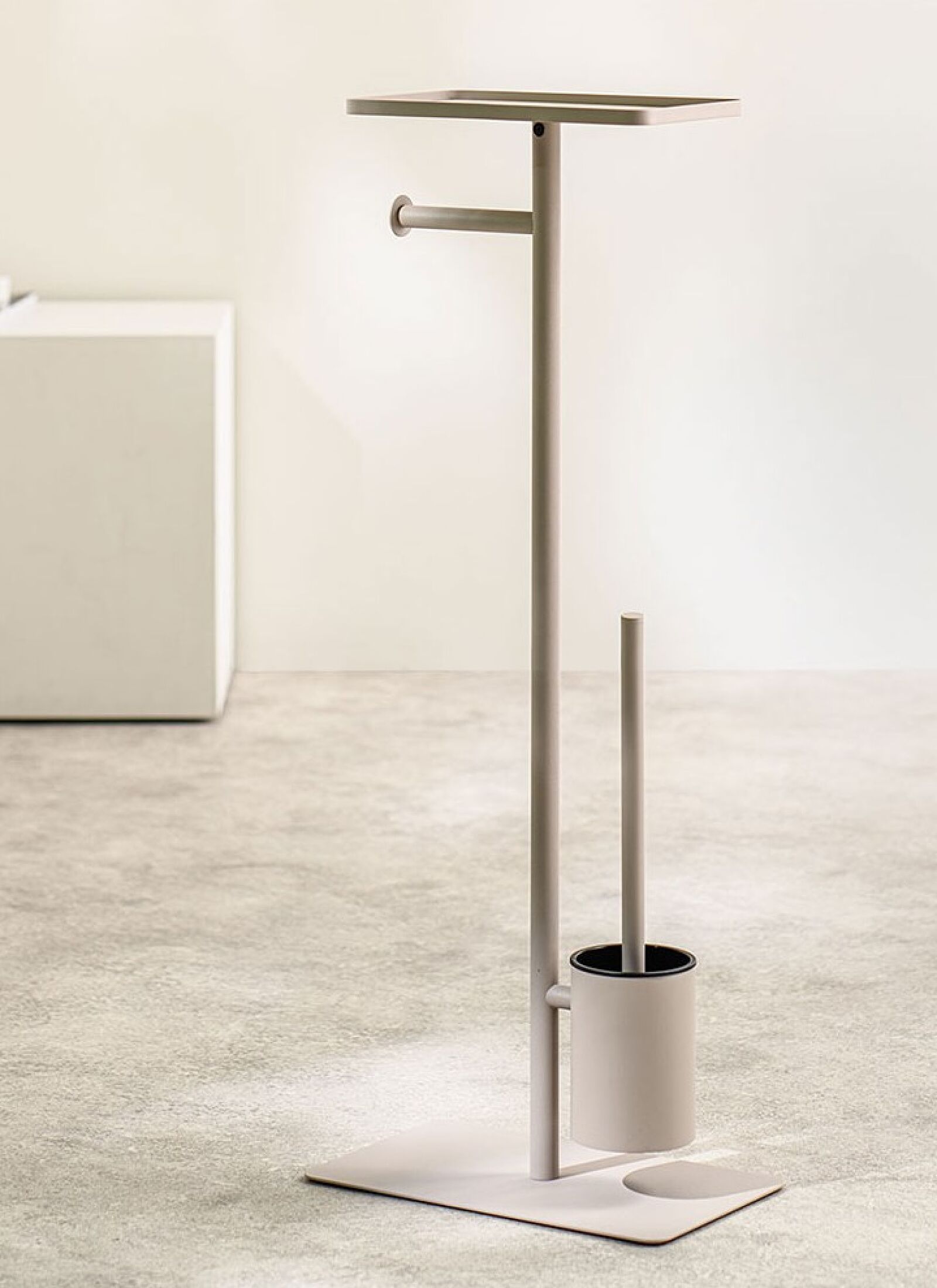TOILET PAPER STAND &AMP; PEGAL WITH SHELF BRIX GREIZE