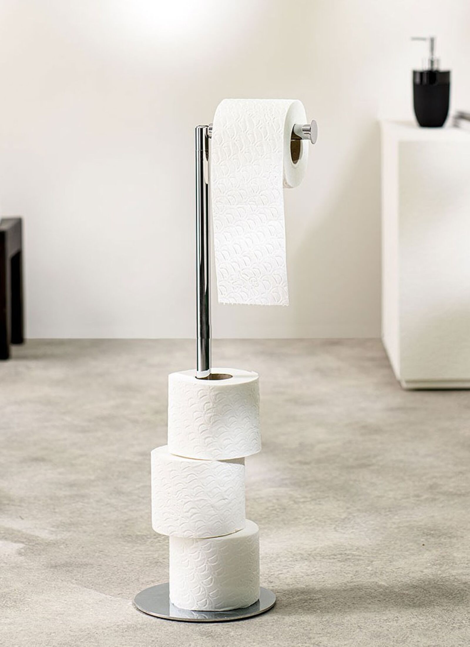 FLOOR-STANDING MAPPING RACK WITH PLACE FOR SPARE ROLLS INDUSTRIAL CHROME