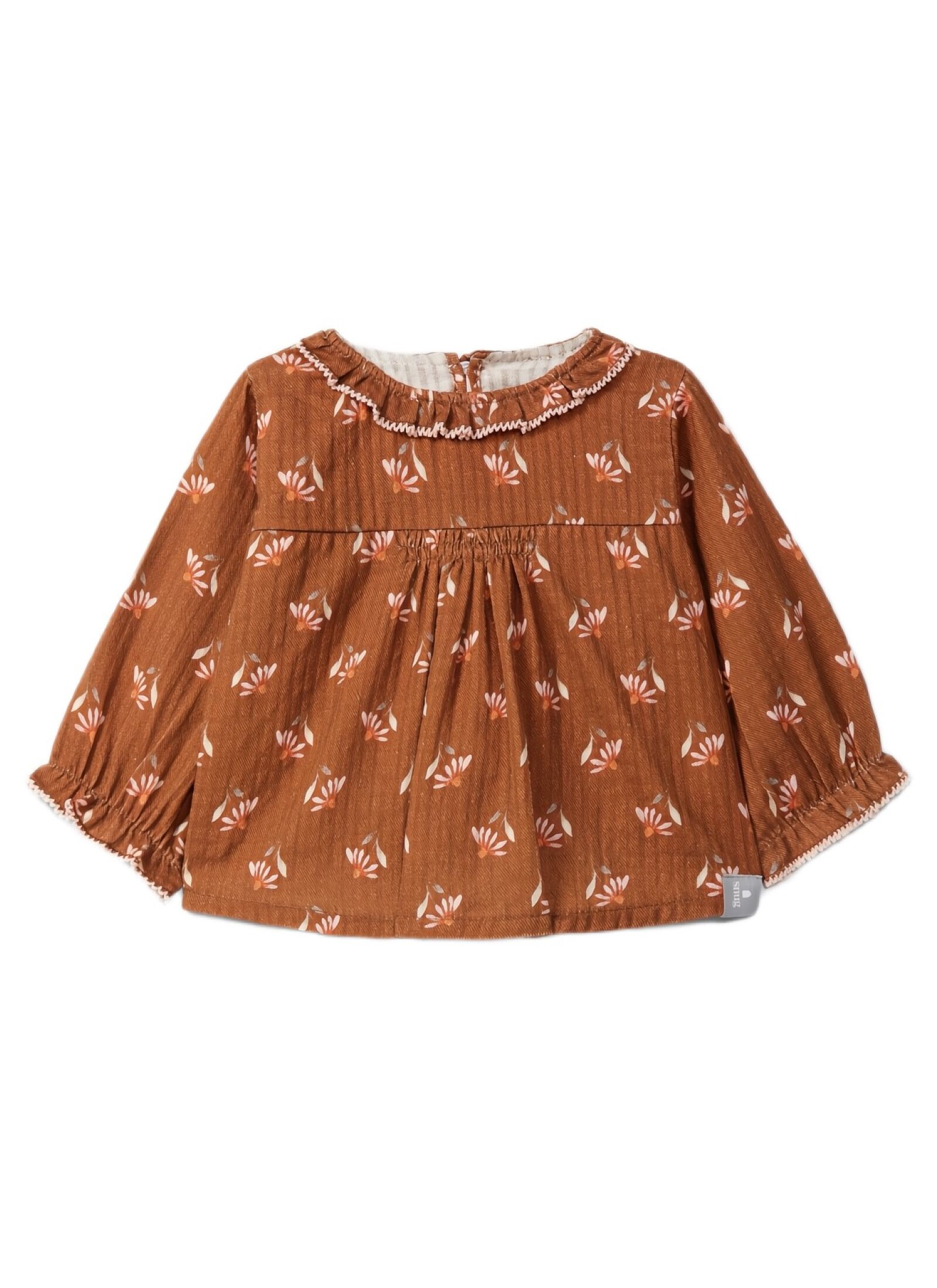 LONG SLEEVE T-SHIRT WITH RUFFLED ALMOND