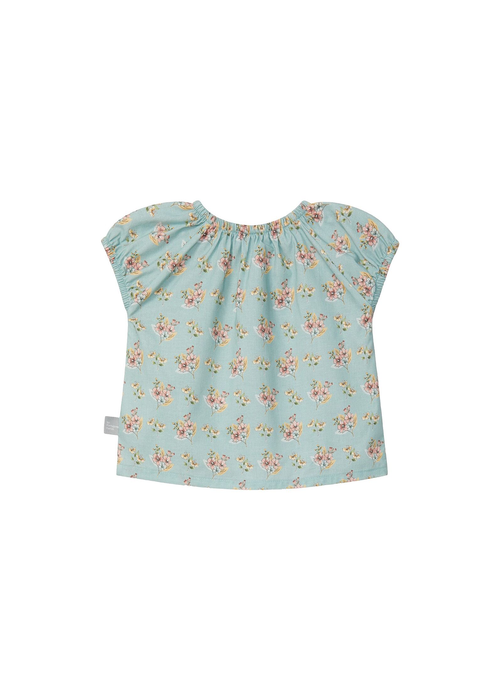 COTTON SHORTSLEEVE T-SHIRT FLORAL MINT BLUE