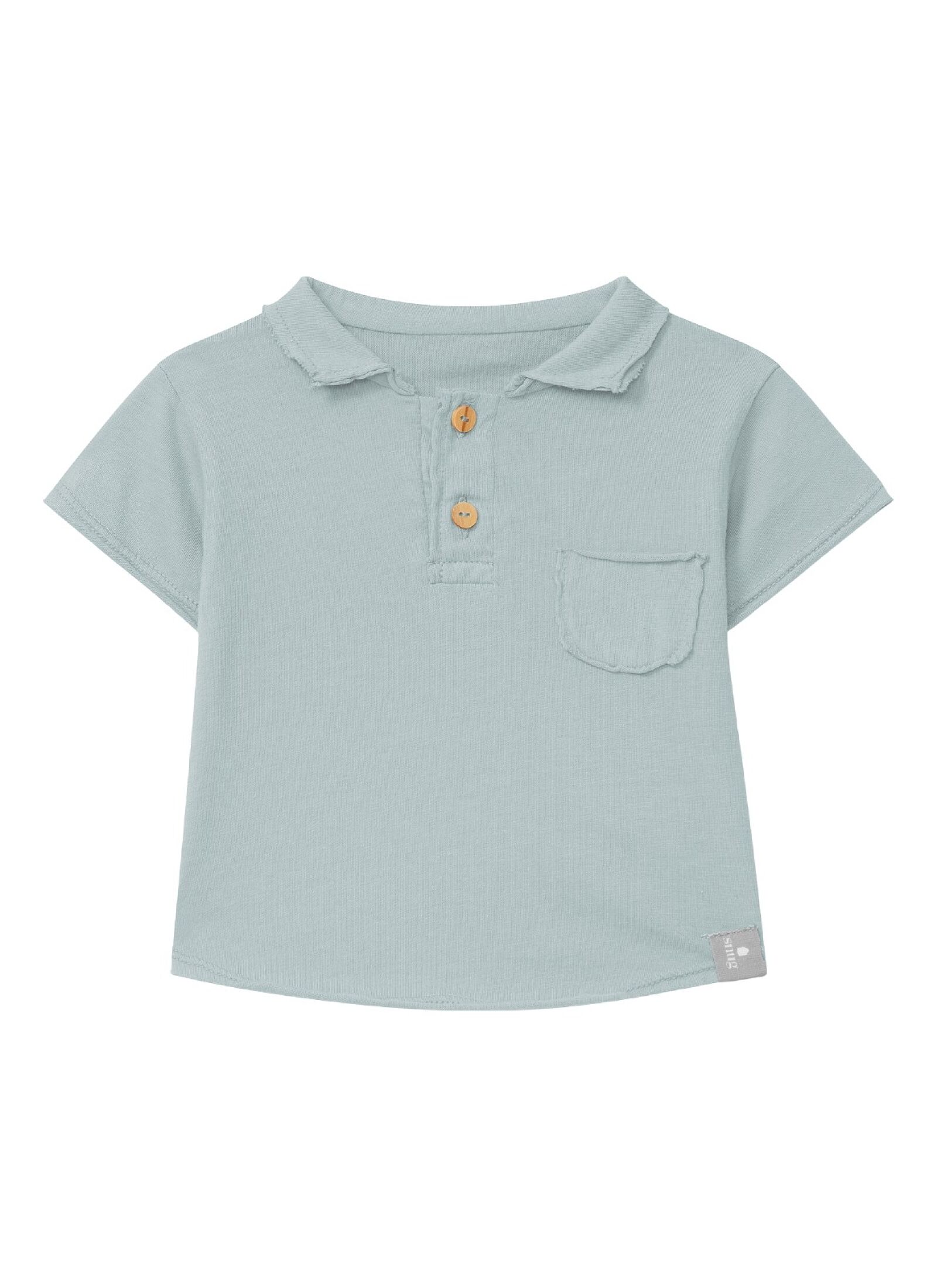 ORGANIC COTTON SHORTSLEEVE T-SHIRT WITH A COLLAR MINT BLUE