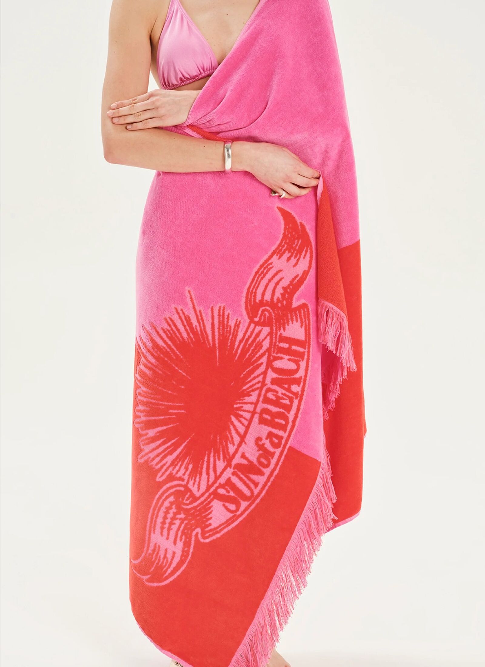 BEACH TOWEL BICOLOR BUBBLEGUM ORANGE