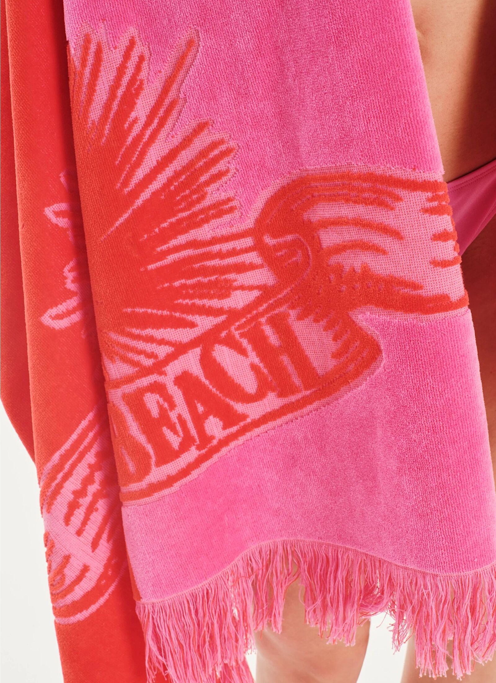 BEACH TOWEL BICOLOR BUBBLEGUM ORANGE