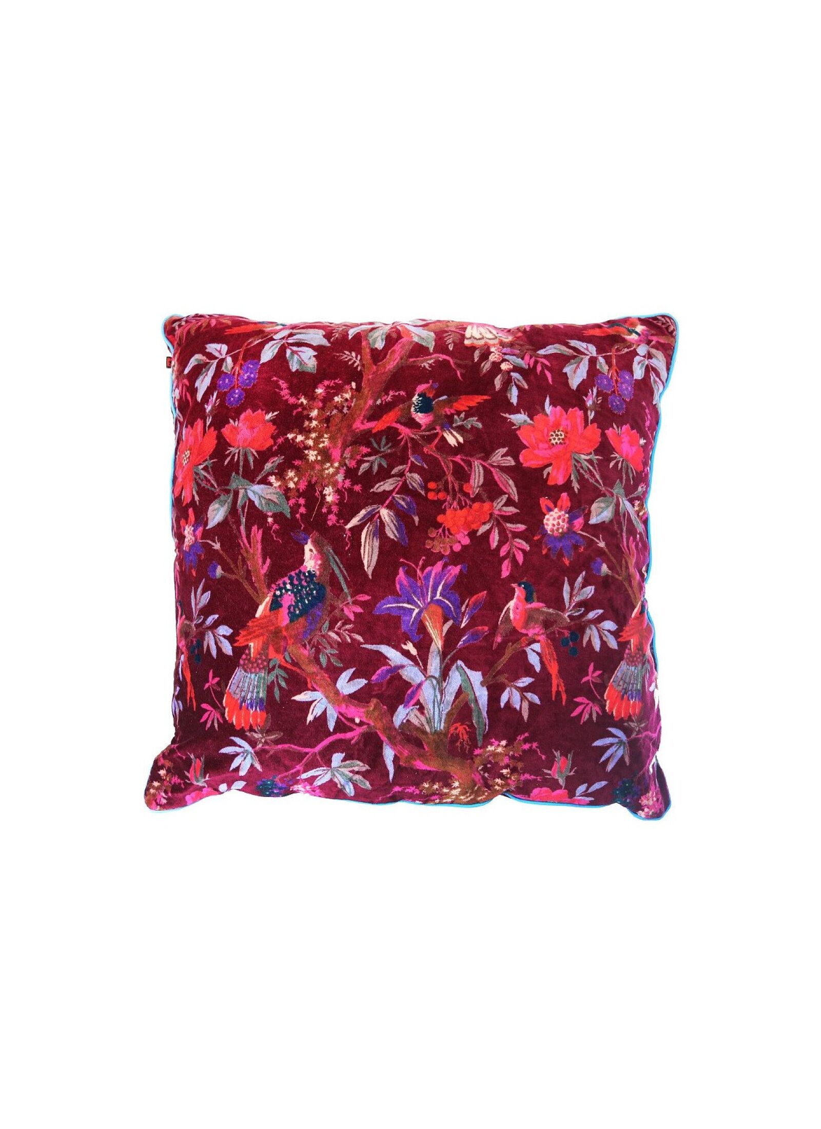 DECORATIVE CUSHION (60X60) PARADISE BIRDS BORDO