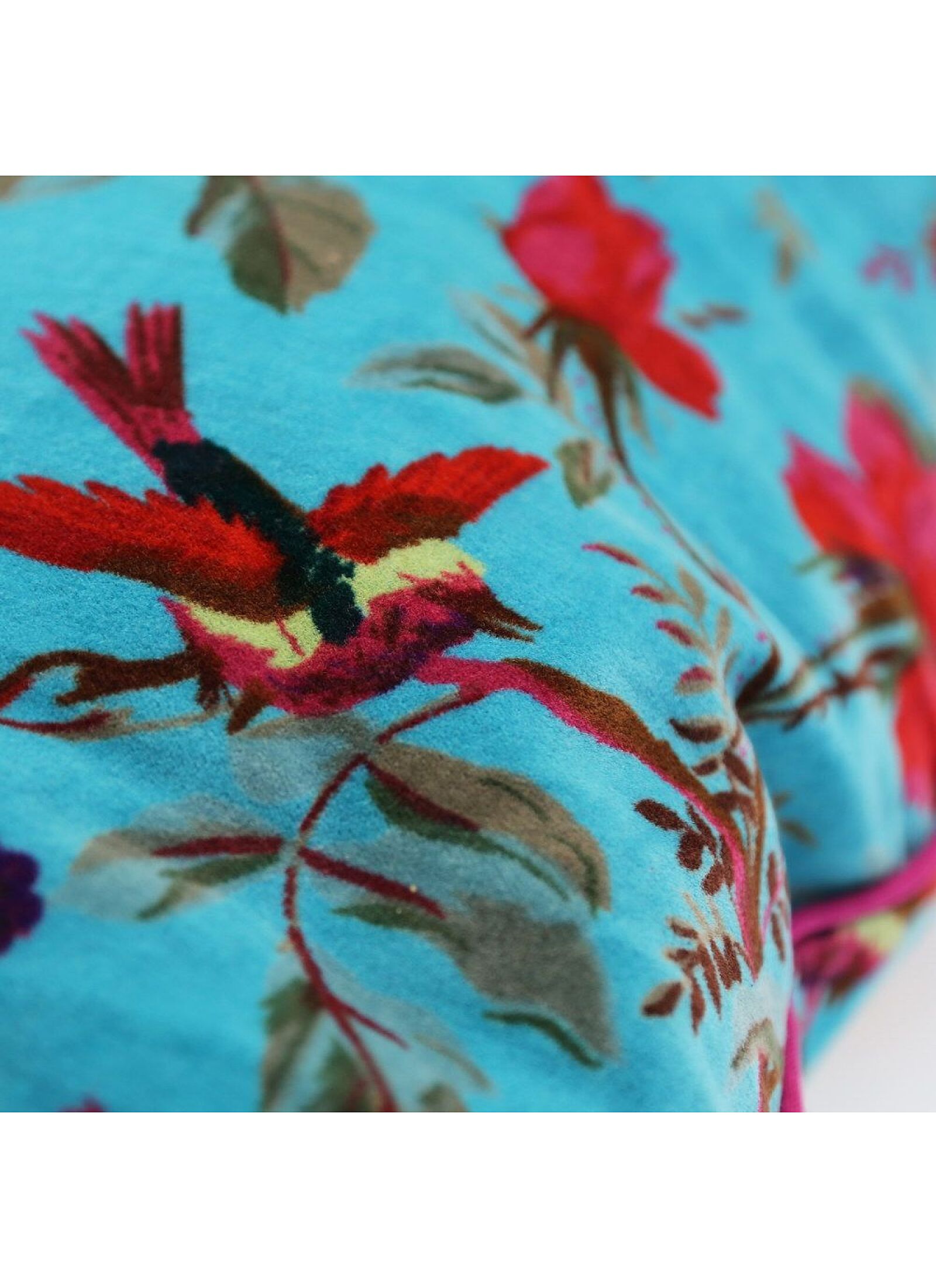 DECORATIVE CUSHION (60X60) PARADISE BIRDS TURQUOISE