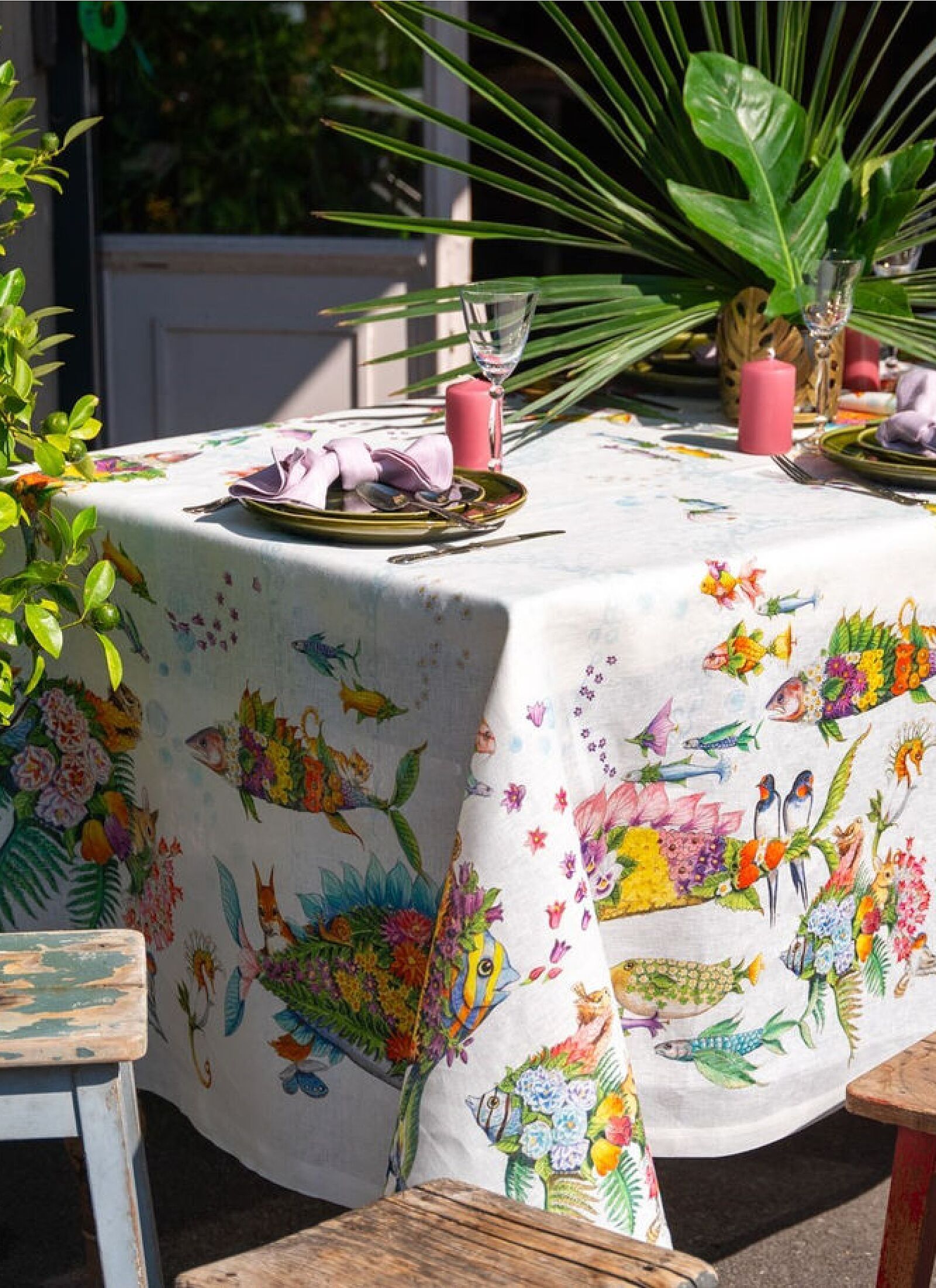 LINEN TABLECLOTH PESCIFLORA
