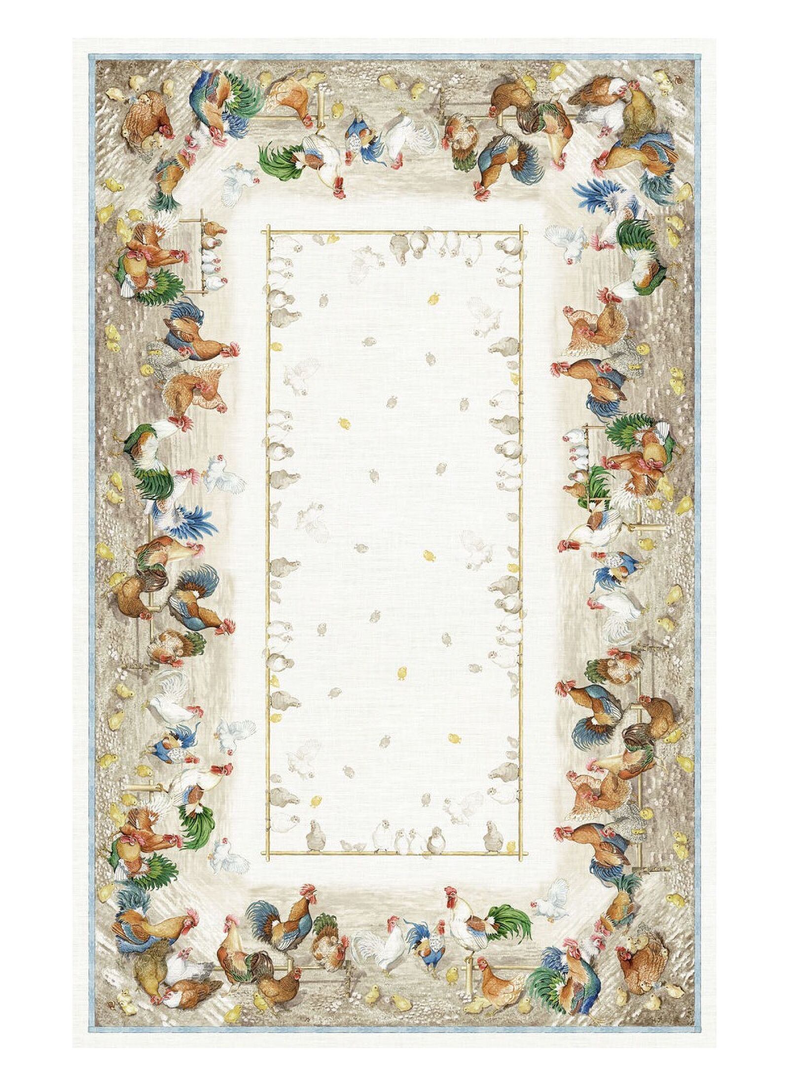 LINEN TABLECLOTH ROOSTER