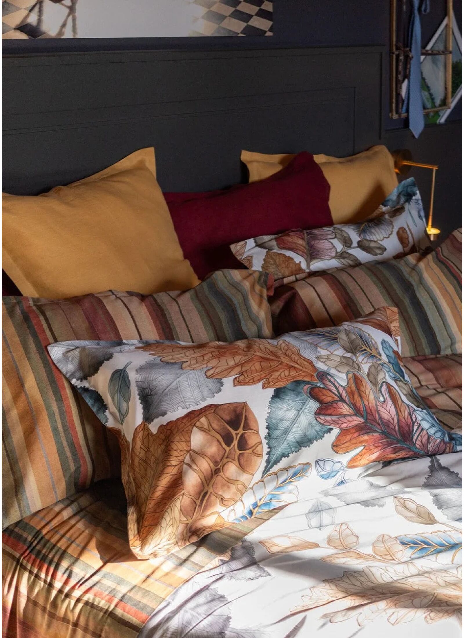 KING SIZE SHEET SET FOLIAGE STRIPES