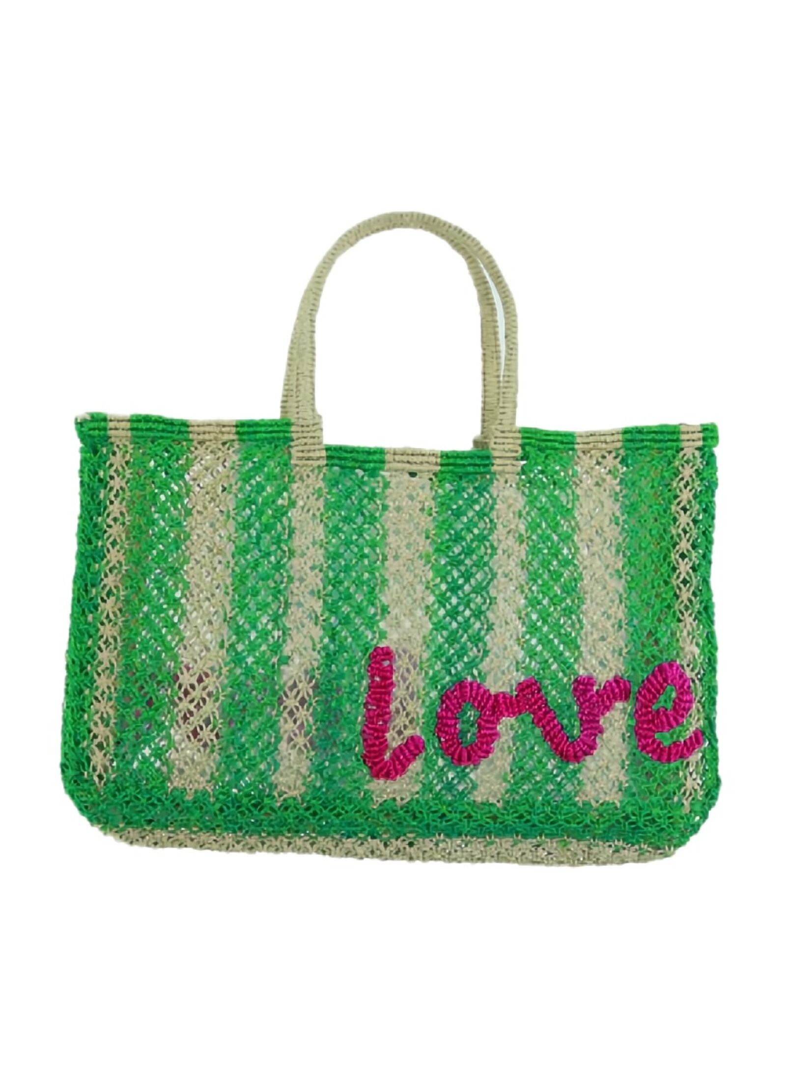 BEACH BAG LAVINIA STRIPE LOVE GREEN