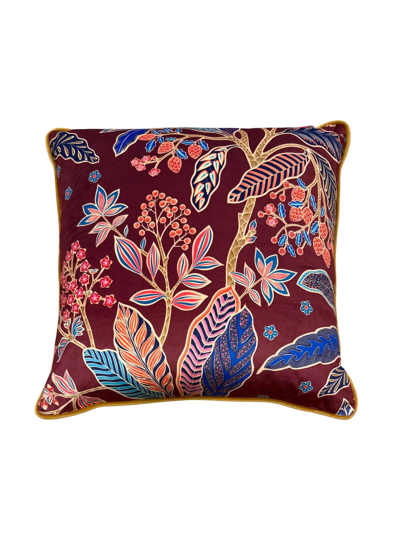 DECORATIVE CUSHION (50X50) LEAVES BORDEAUX