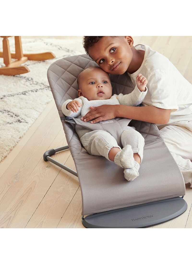 BABY BOUNCER BLISS COTTON SAND GREY
