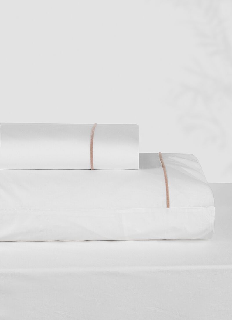 QUEEN SHEET SET CLASSIC WHITE-TAUPE