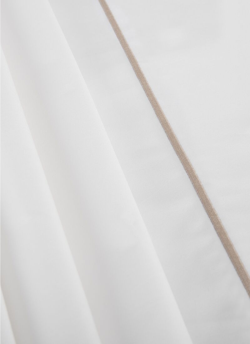 QUEEN SHEET SET CLASSIC WHITE-TAUPE