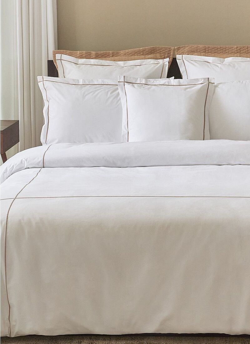 QUEEN SHEET SET CLASSIC WHITE-TAUPE