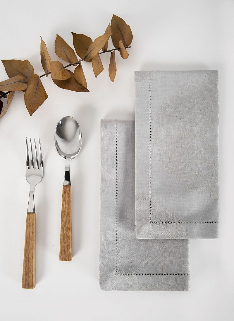 JACQUARD NAPKINS WITH AJOUR (6PCS) GREY