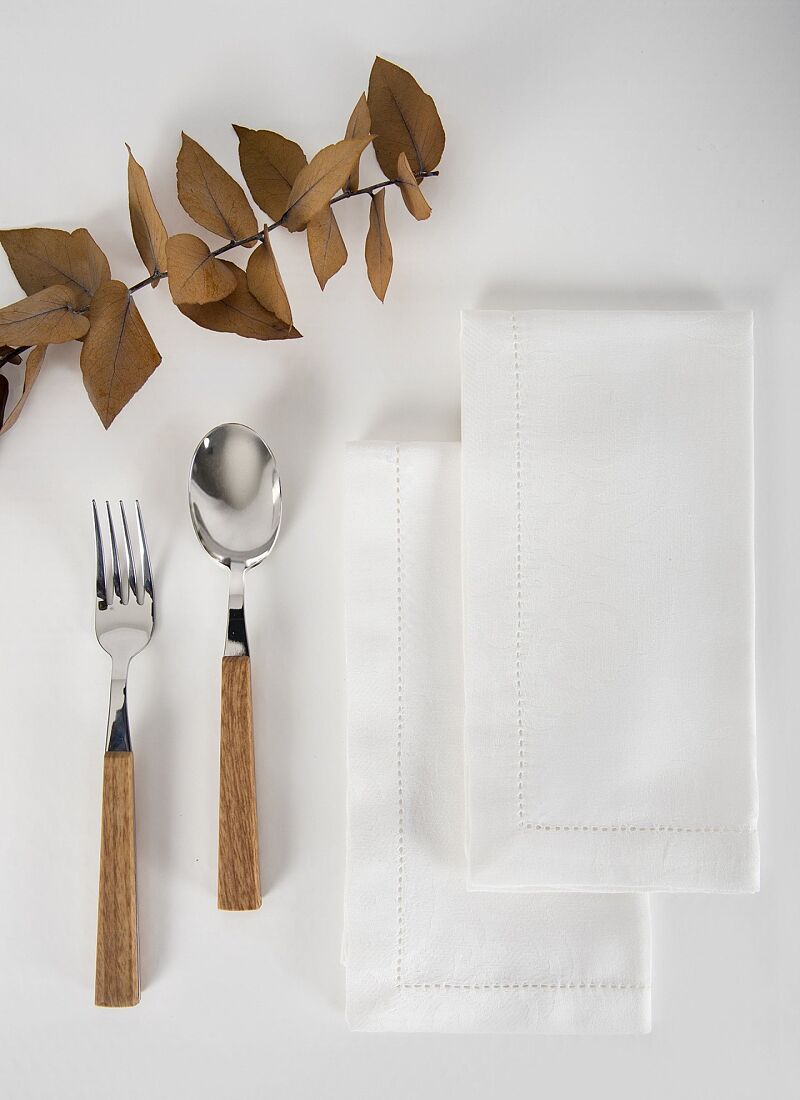 JACQUARD NAPKINS WITH AJOUR (6PCS) WHITE