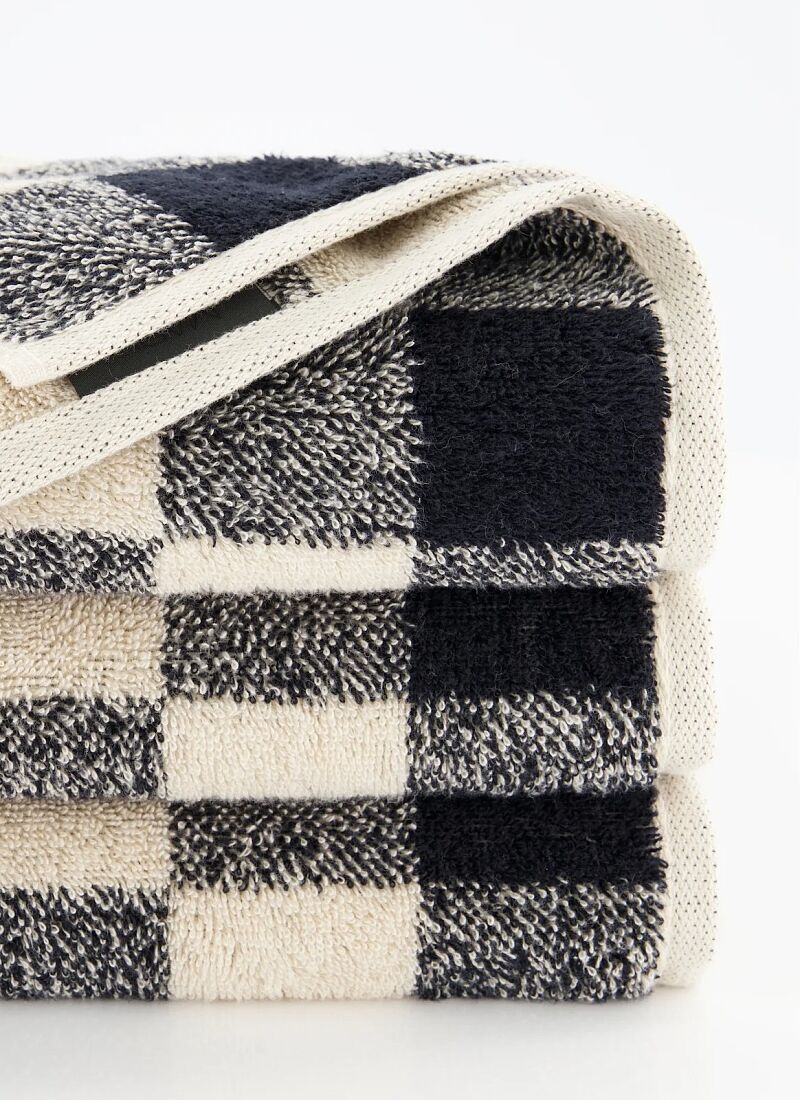 TOWEL SET CHECK BLACK