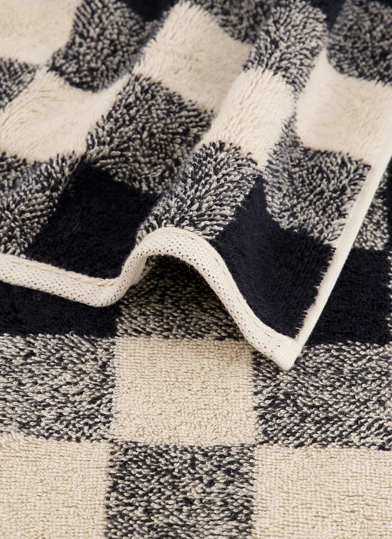 TOWEL SET CHECK BLACK