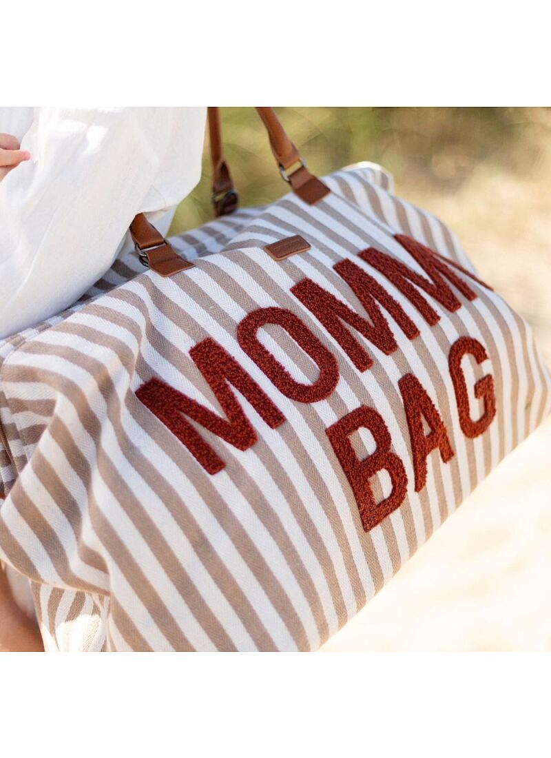 MOMMY BAG STRIPES NUDE-TERRACOTTA