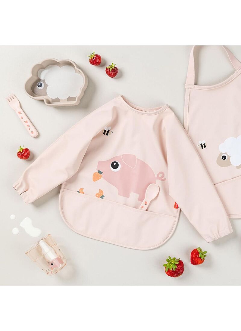 LONGSLEEVED BIB TINY FARM POWDER
